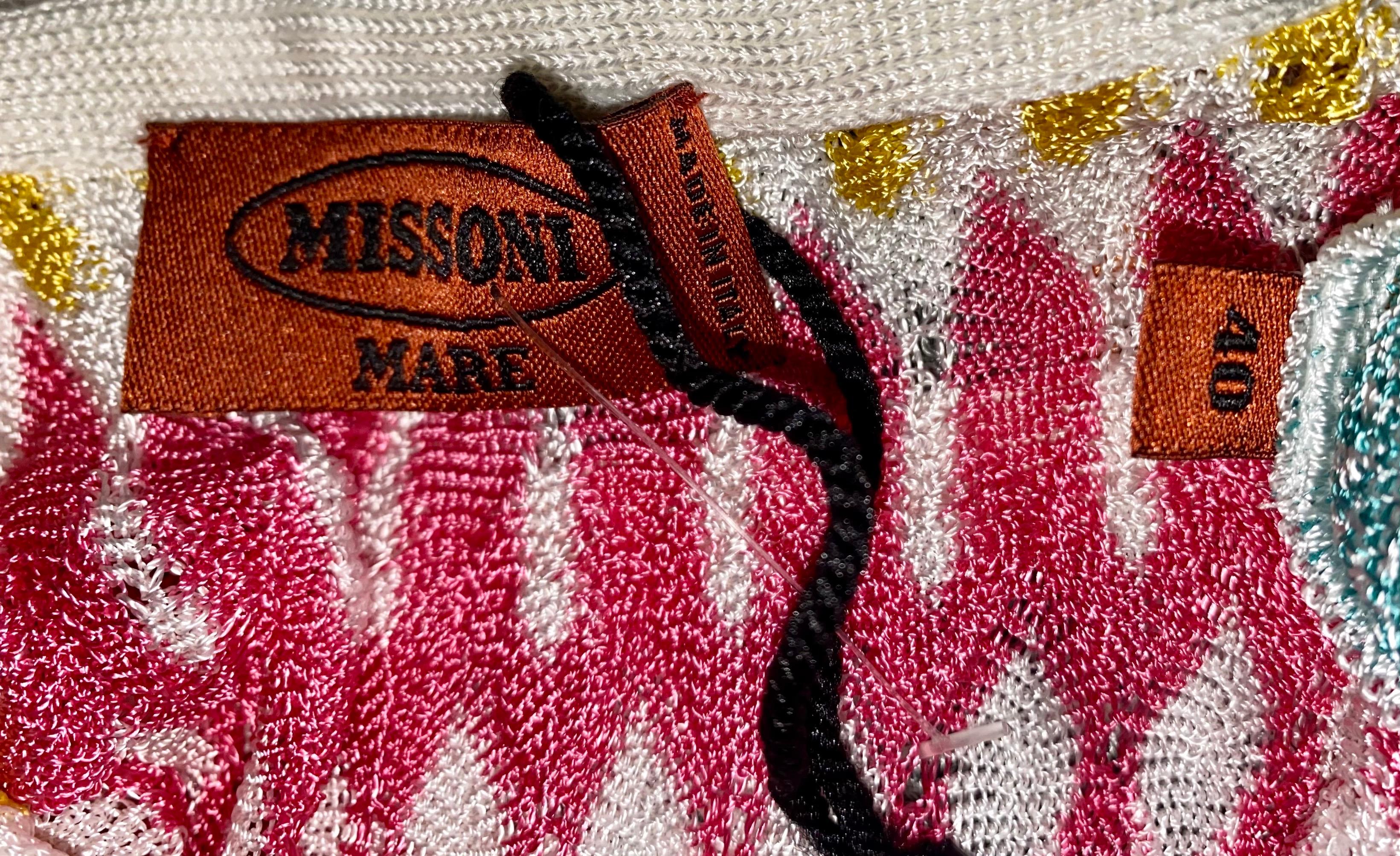Missoni - Combinaison-jupe courte en maille crochet froncée, taille totale 40, état neuf en vente 1