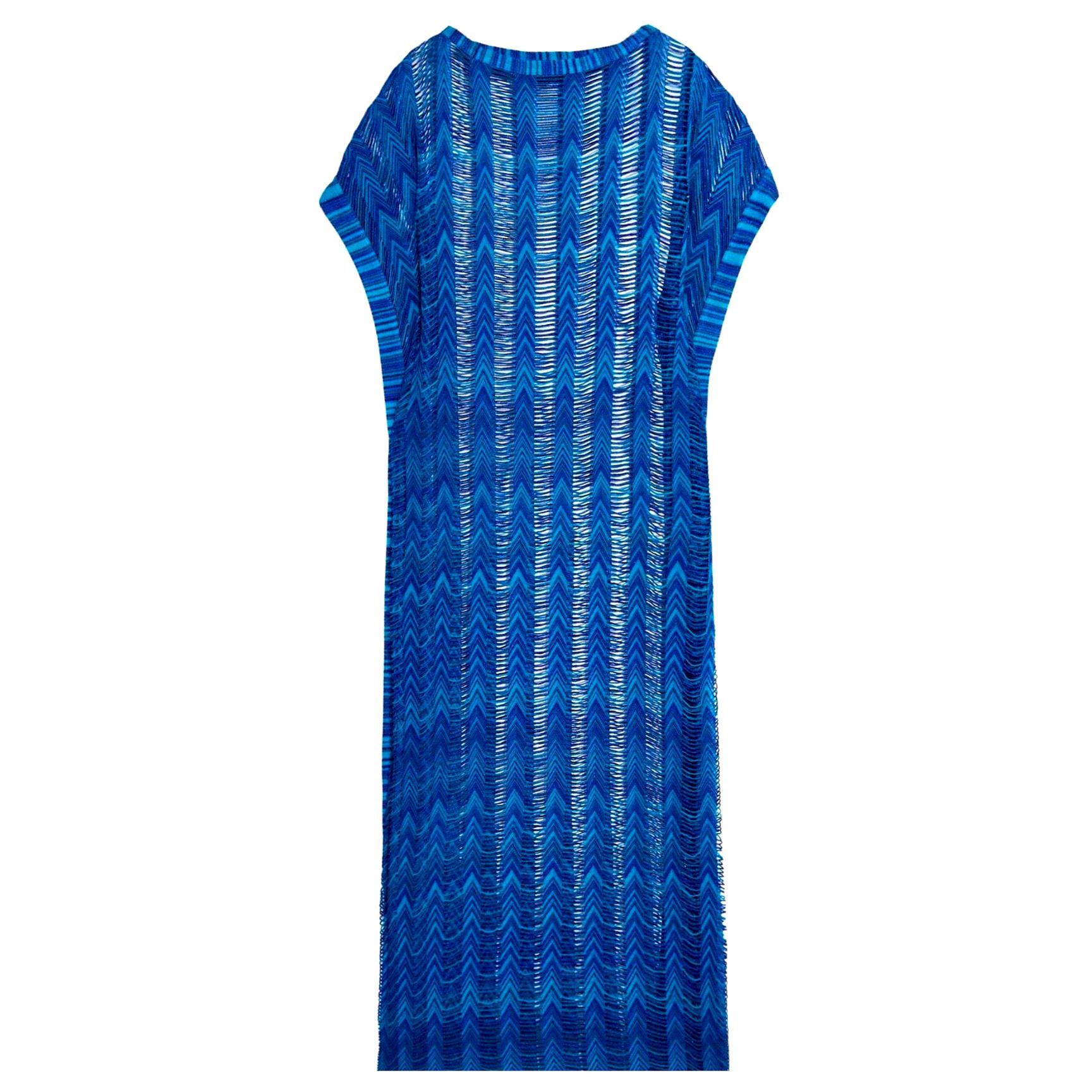 NEW Missoni Semi-Sheer Signature Chevron Crochet Knit Kaftan Maxi Dress 