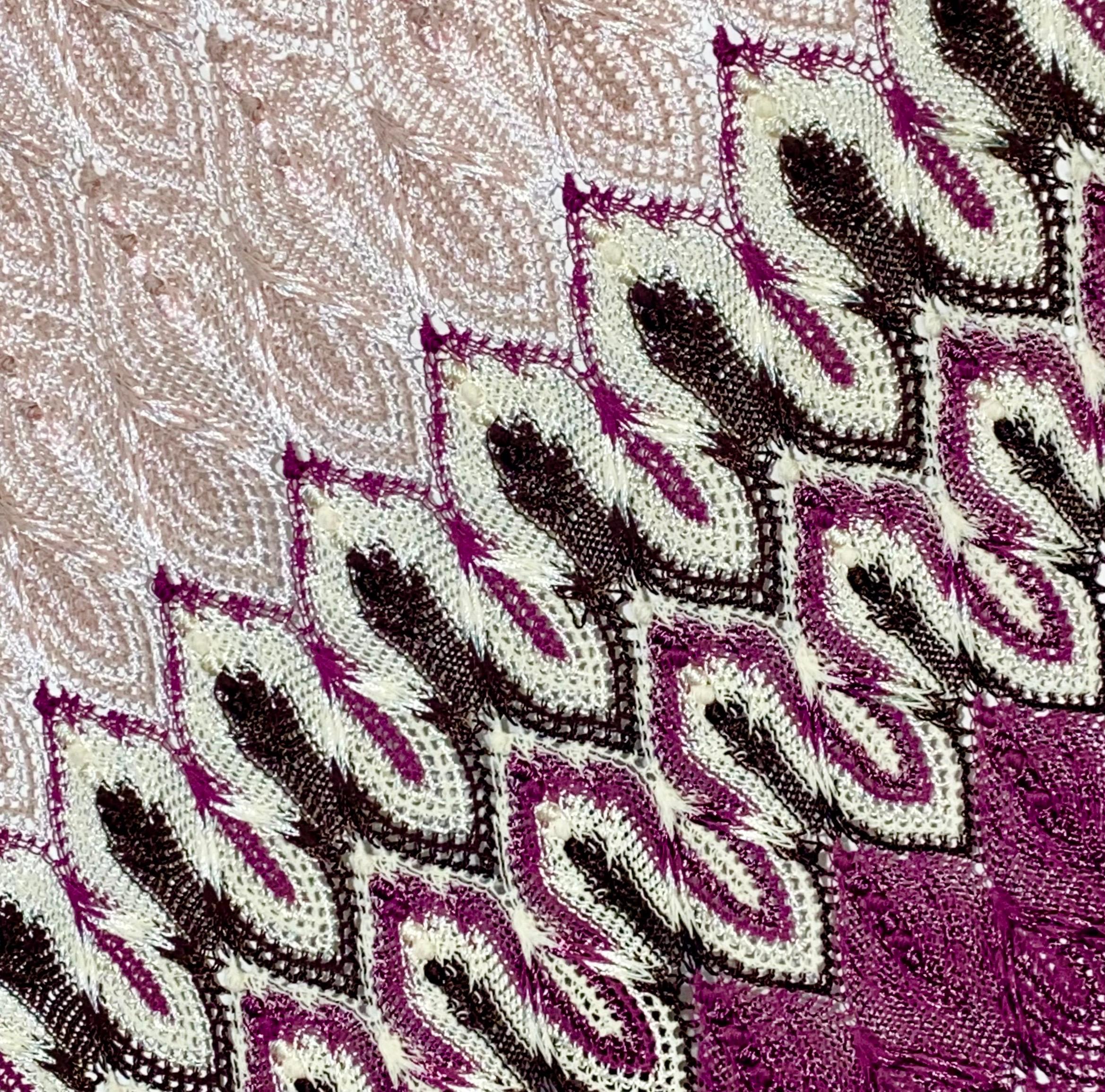 Women's NEW Missoni Signature Chevron ZigZag Crochet Knit Dress with Leather Belt 42