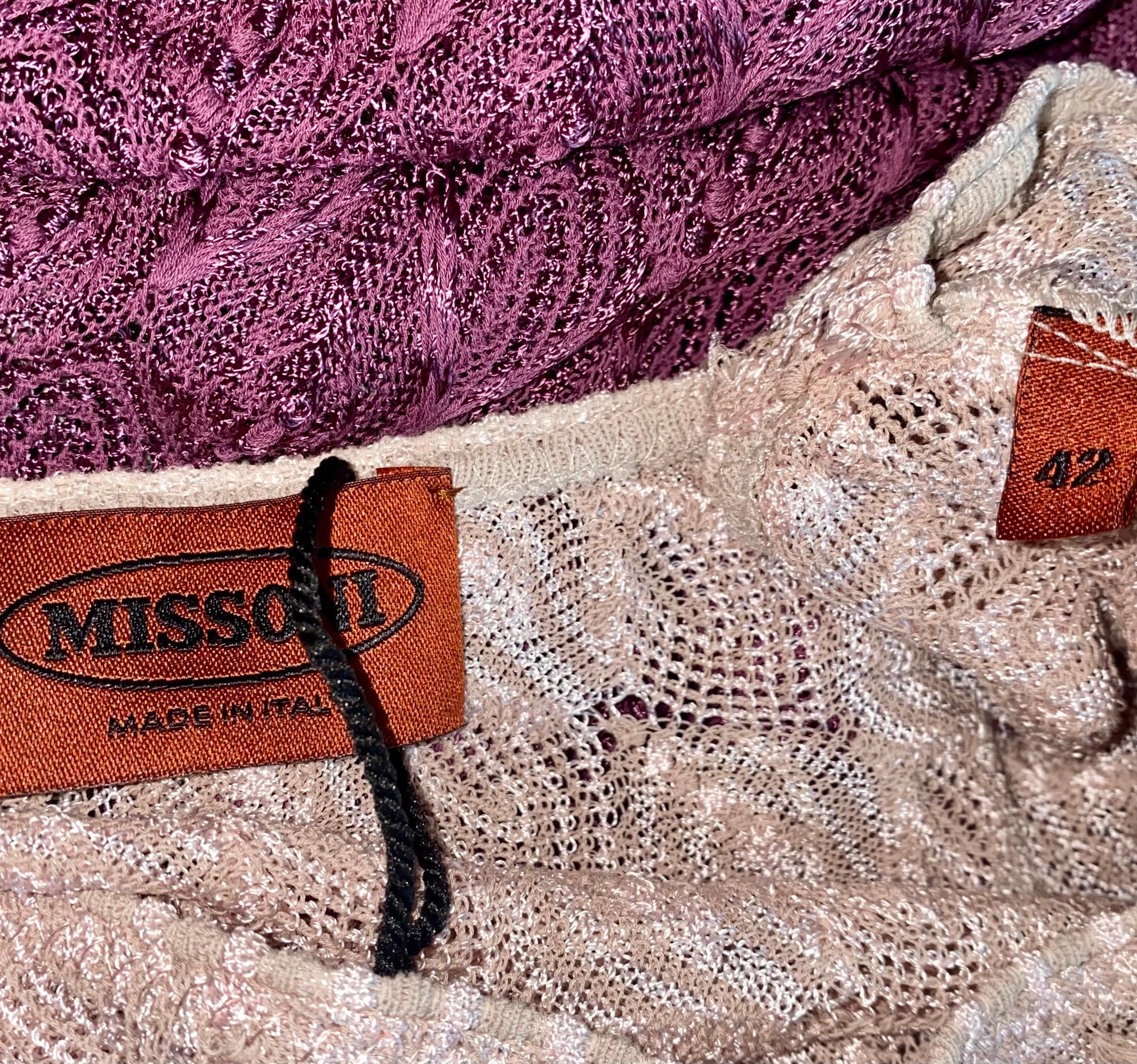 NEW Missoni Signature Chevron ZigZag Crochet Knit Dress with Leather Belt 42 For Sale 2