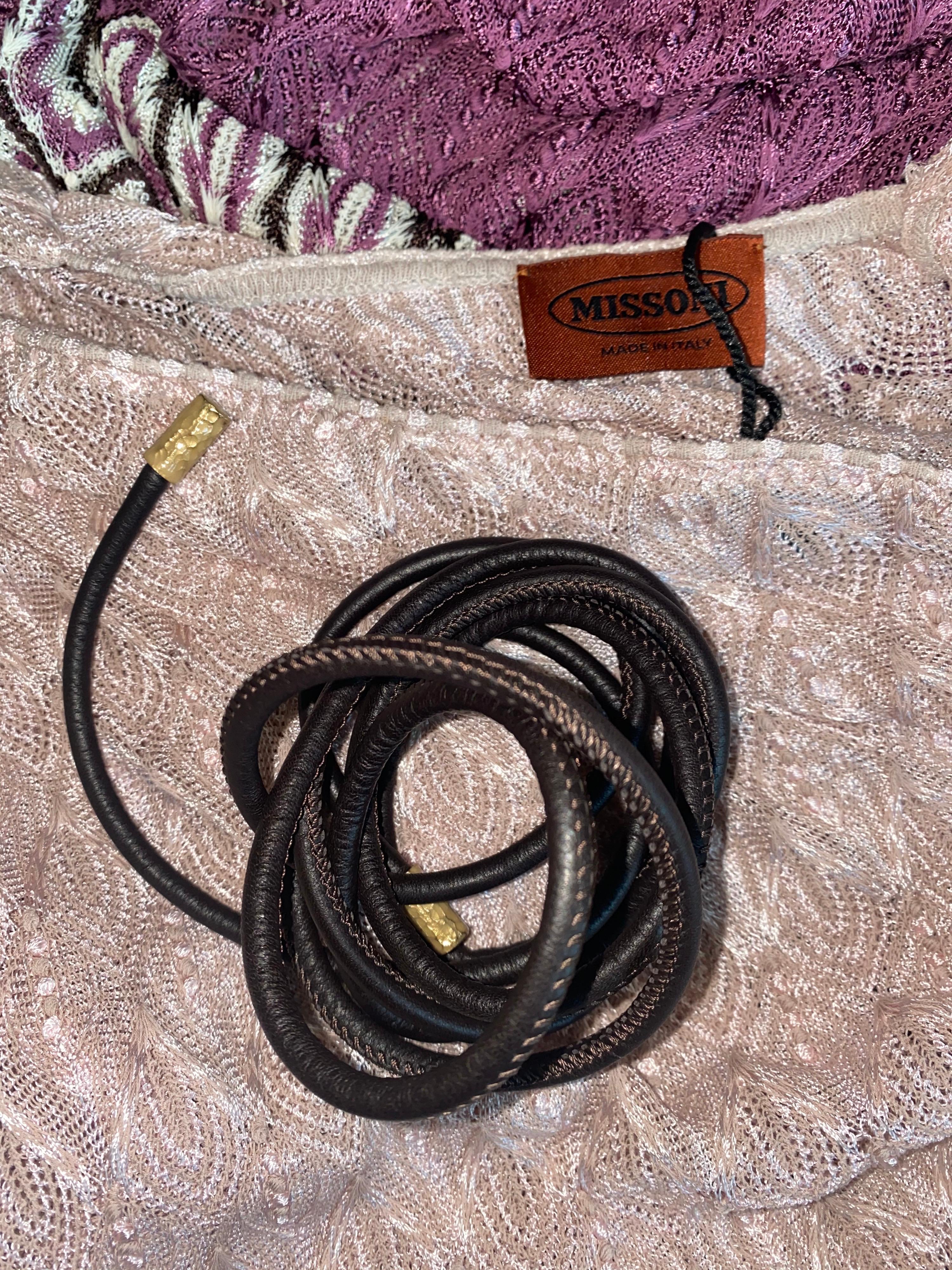 NEW Missoni Signature Chevron ZigZag Crochet Knit Dress with Leather Belt 42 2