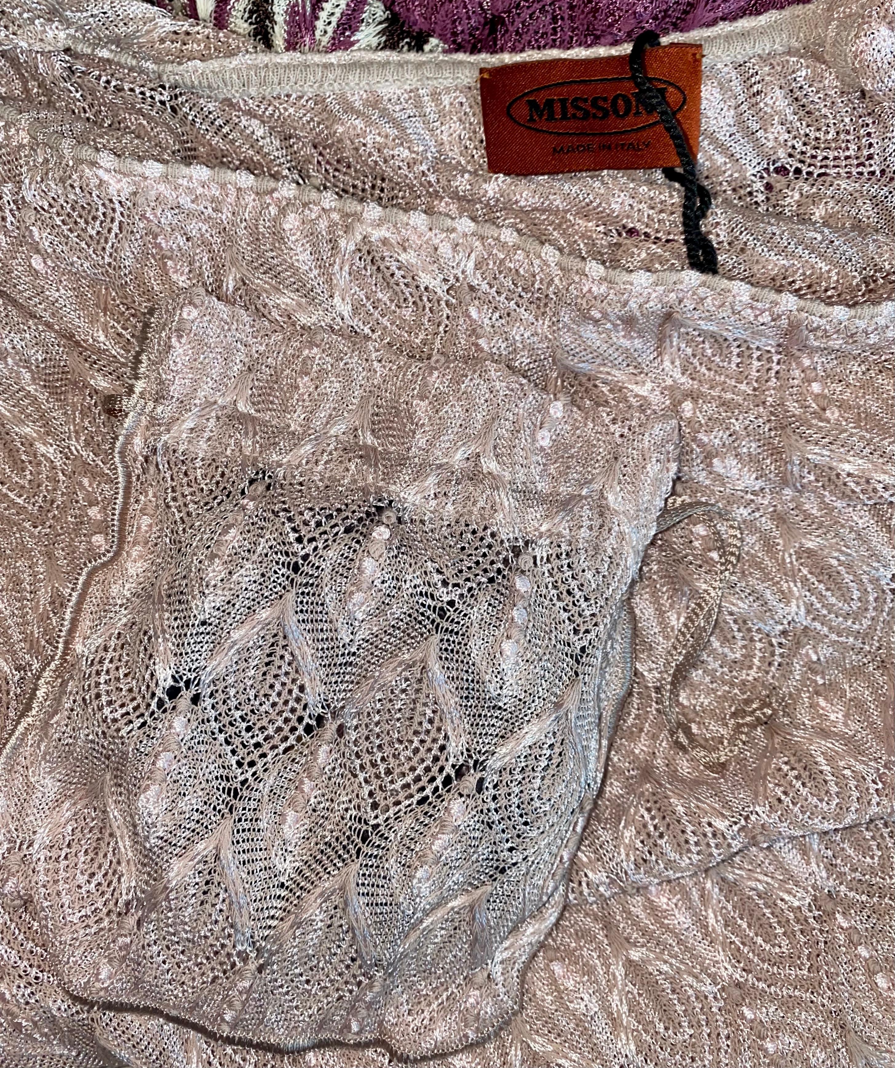 NEW Missoni Signature Chevron ZigZag Crochet Knit Dress with Leather Belt 42 For Sale 4