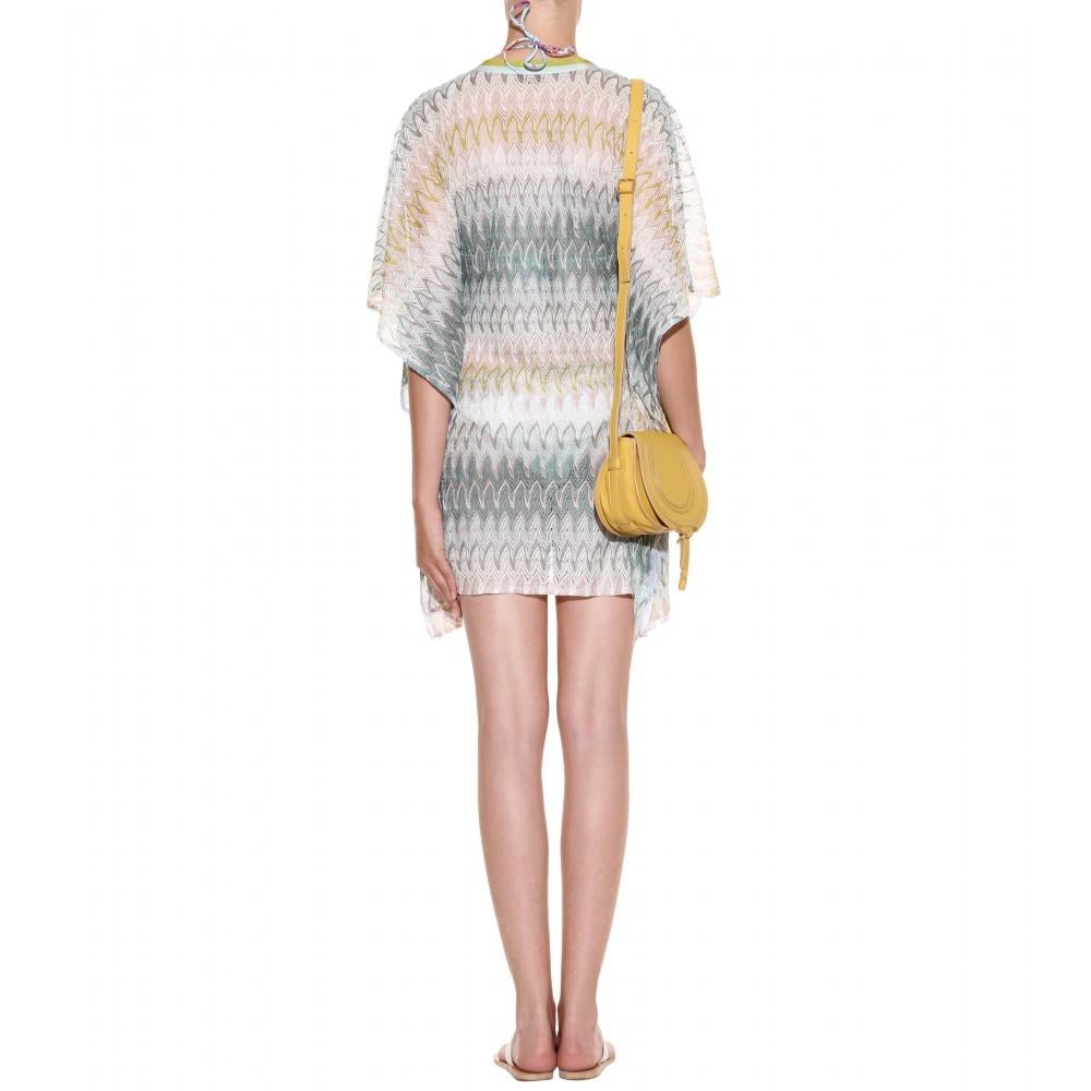 Gray NEW Missoni Signature Chevron Crochet Knit Kaftan Tunic Cover Up Dress 42 For Sale