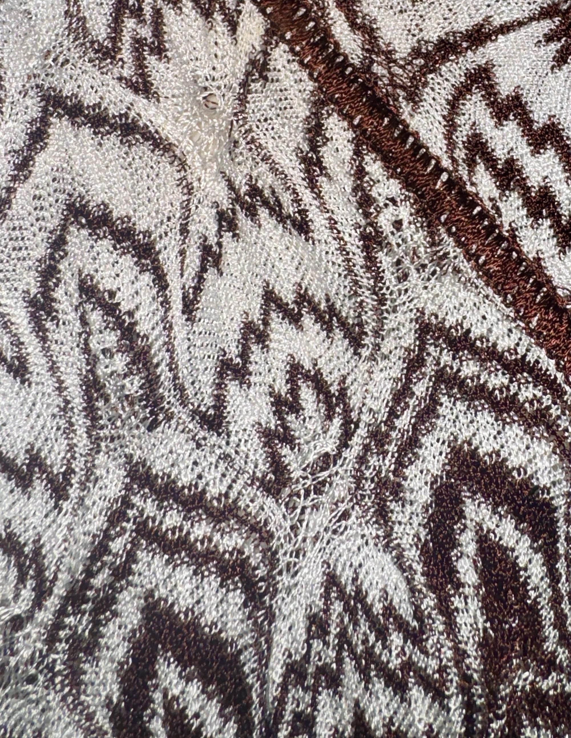 Women's NEW Missoni Signature Chevron Zigzag Crochet Knit Coverup Kaftan Dress 42 For Sale