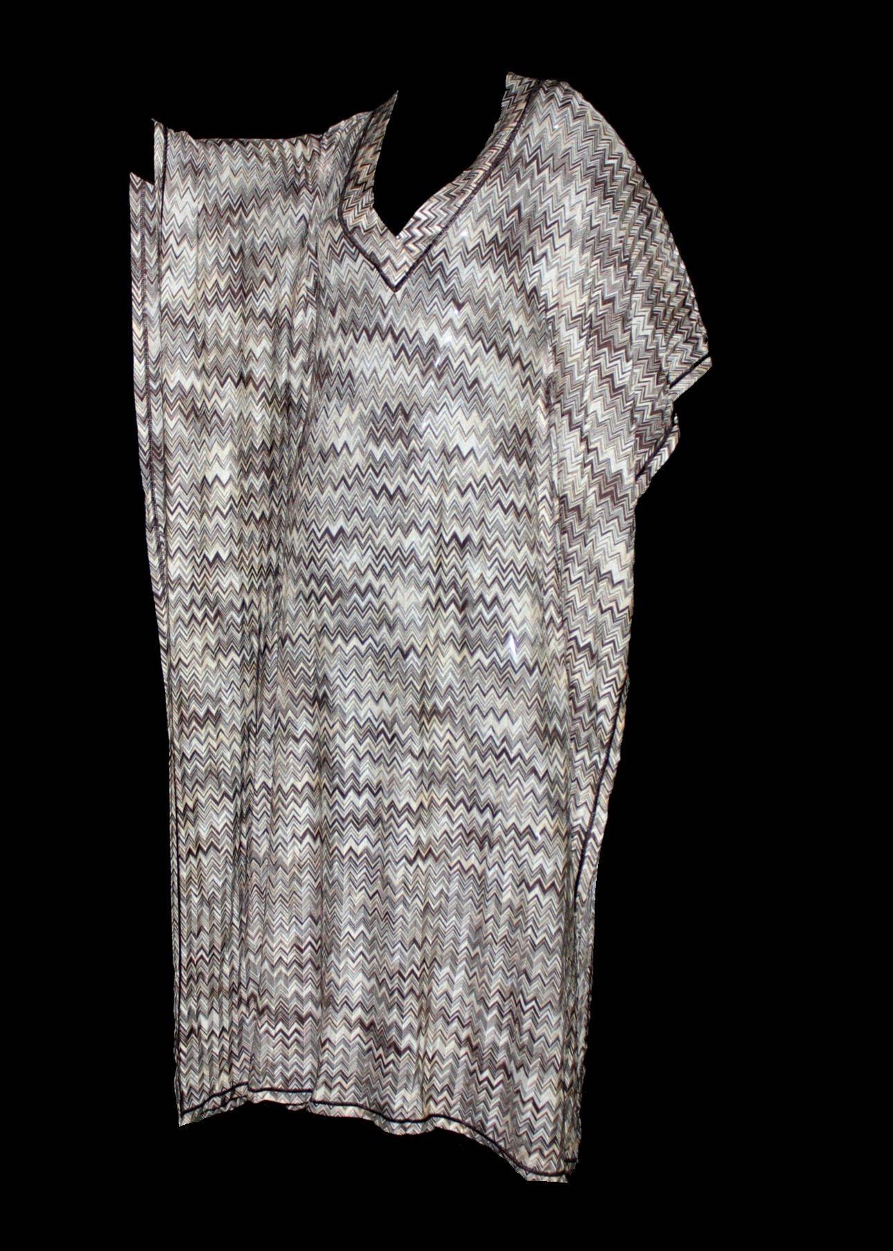 Women's NEW Missoni Signature Chevron Zigzag Crochet Knit Maxi Kaftan Dress M For Sale