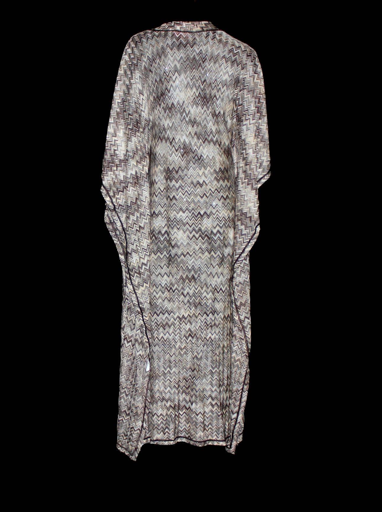 NEW Missoni Signature Chevron Zigzag Crochet Knit Maxi Kaftan Dress M For Sale 2