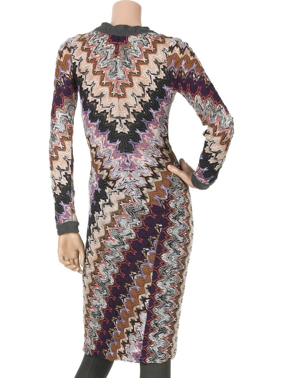 NUOVO Missoni Signature Chevron Zigzag Knit Wrap Style Dress 40 in vendita 1