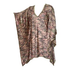 NEW Missoni Signature Chevron Zigzag Metallic Lurex Kaftan Tunic Dress Coverup