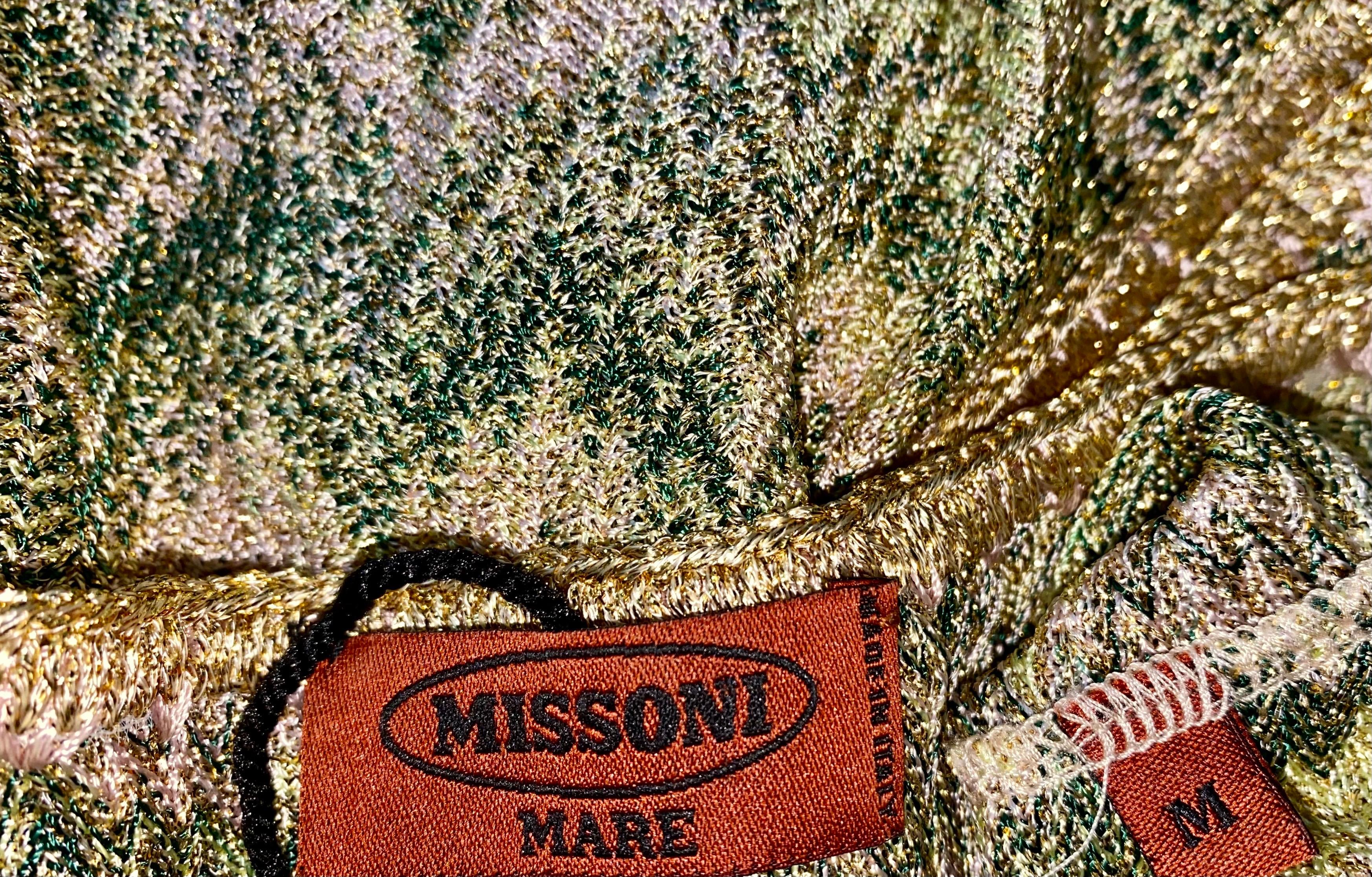 NEW Missoni Signature Chevron Zigzag Metallic Lurex Kaftan Tunic Dress Coverup M 2
