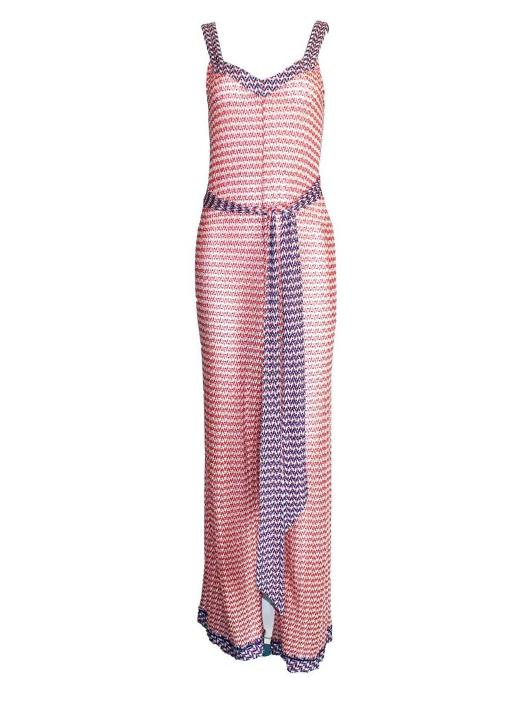 NEW Missoni Signature Crochet Knit Wide Leg Jumpsuit with Belt at 1stDibs