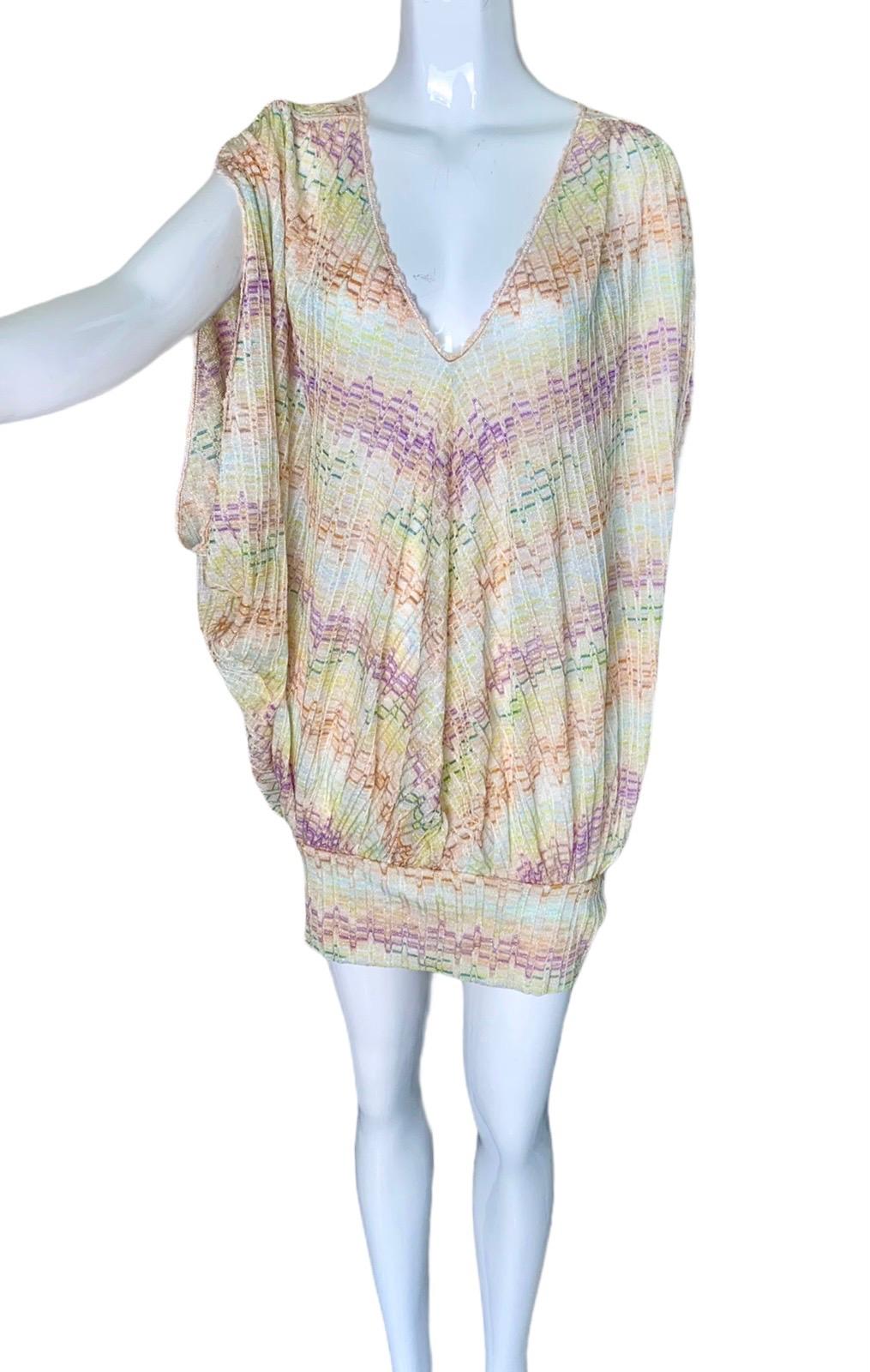 Women's NEW Missoni Signature Iridescent Metallic Crochet Knit Dress Kaftan