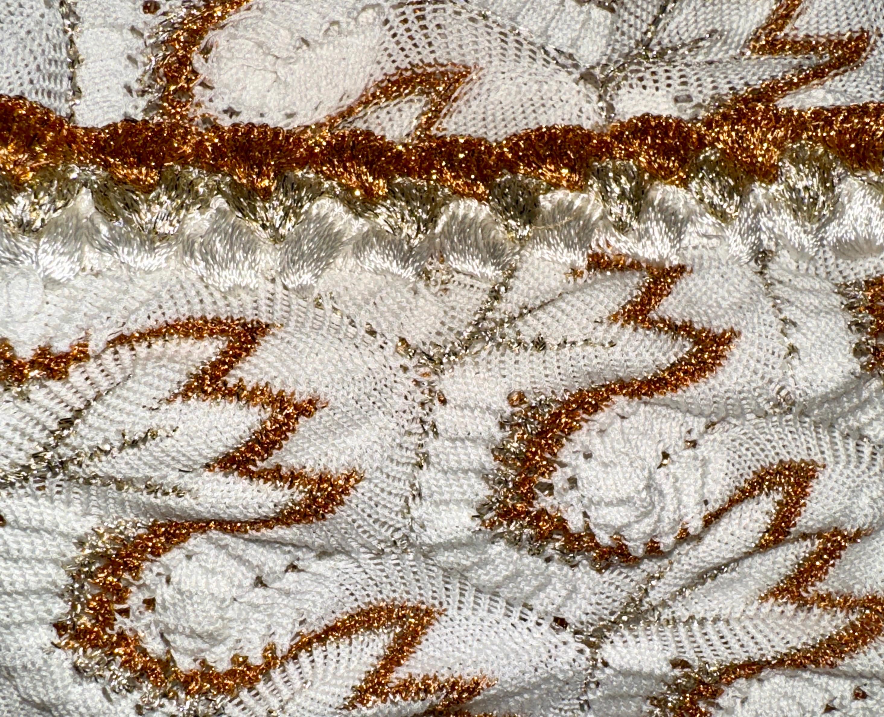 NEW Missoni Signature White & Gold Metallic Knit Dress Kaftan Cover Up 40 For Sale 2