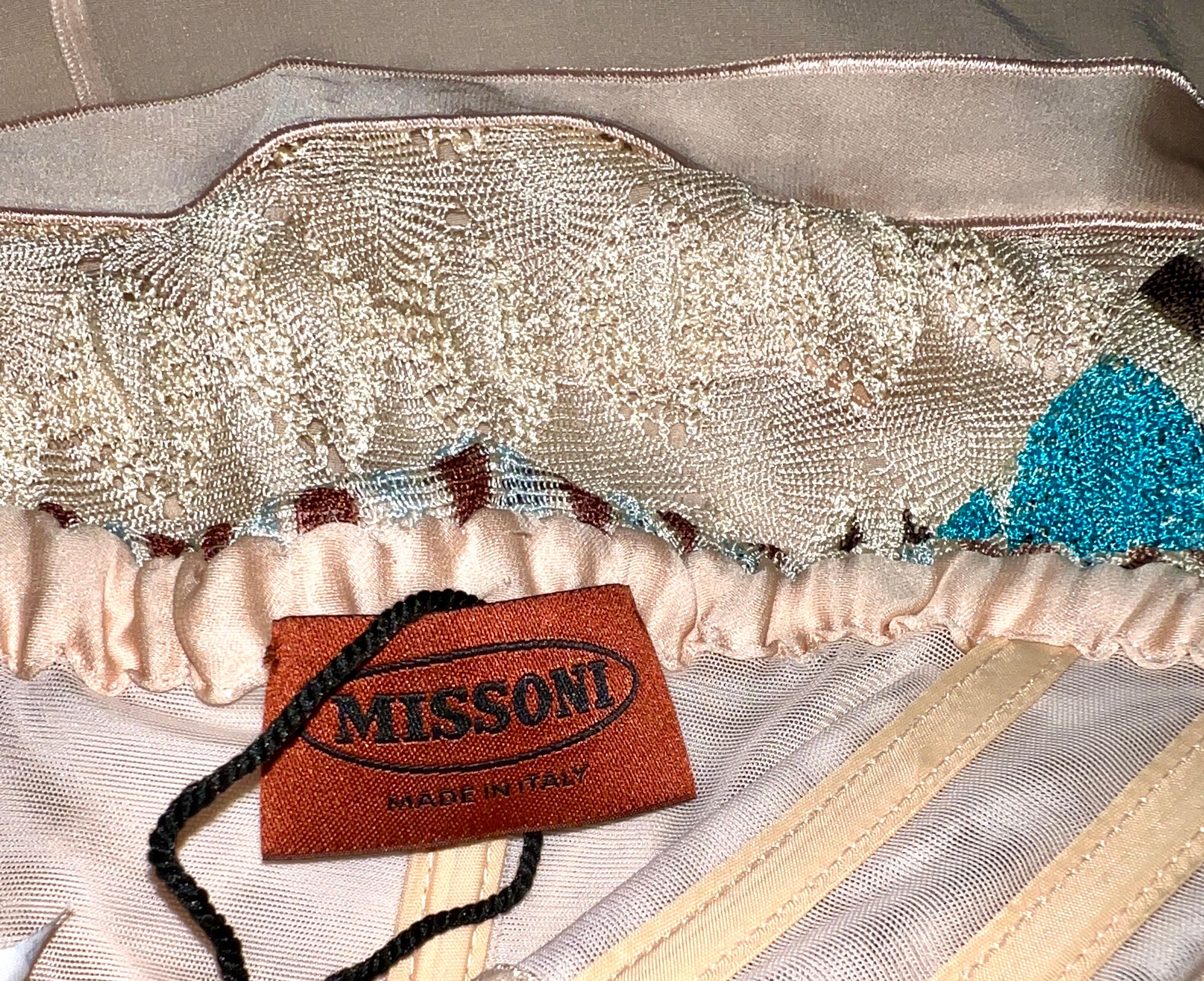NEW Missoni Strapless Corset Chevron Crochet Knit Cocktail Dress 44 For Sale 2