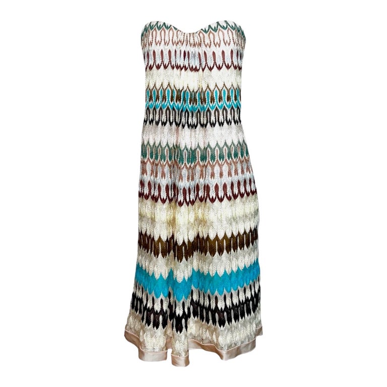 NUOVO Missoni Vestito da cocktail senza spalline con corsetto