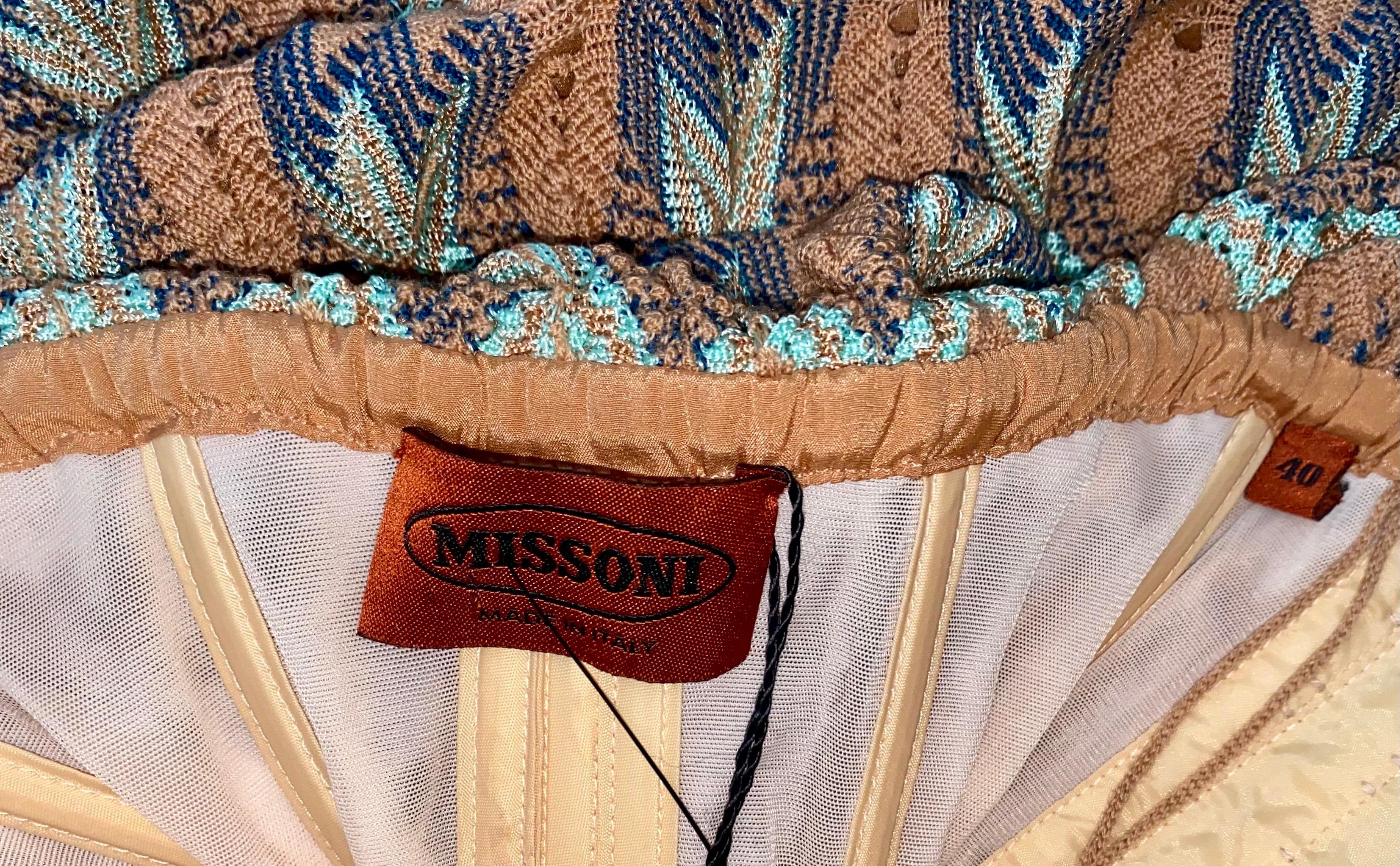 Women's NEW Missoni Strapless Multicolor Chevron Crochet Knit Cocktail Dress 42 For Sale