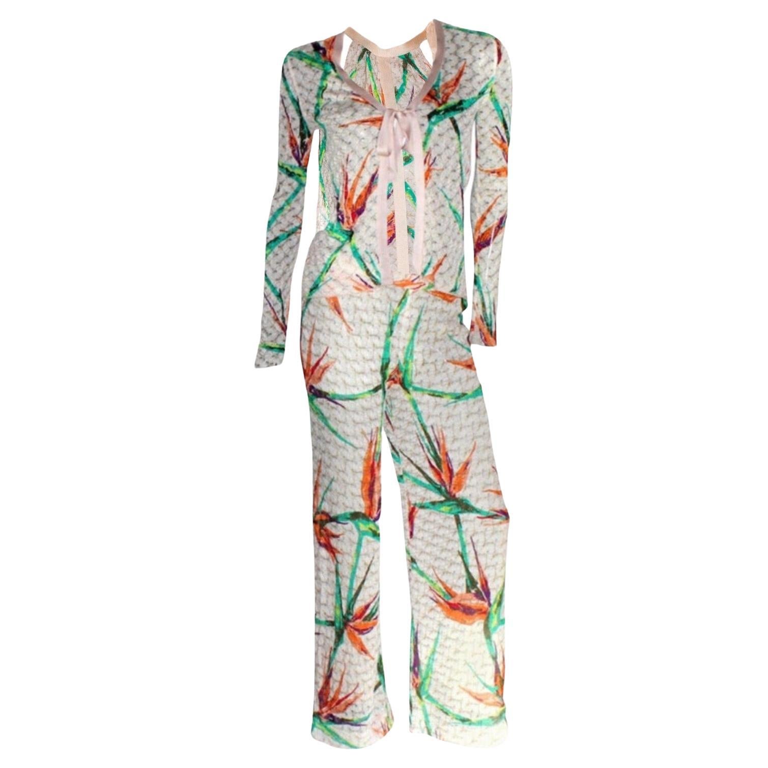 NEU Missoni Tropical Crochet Knit 3pcS Ensemble Set Anzug Top Hose Jacke 40