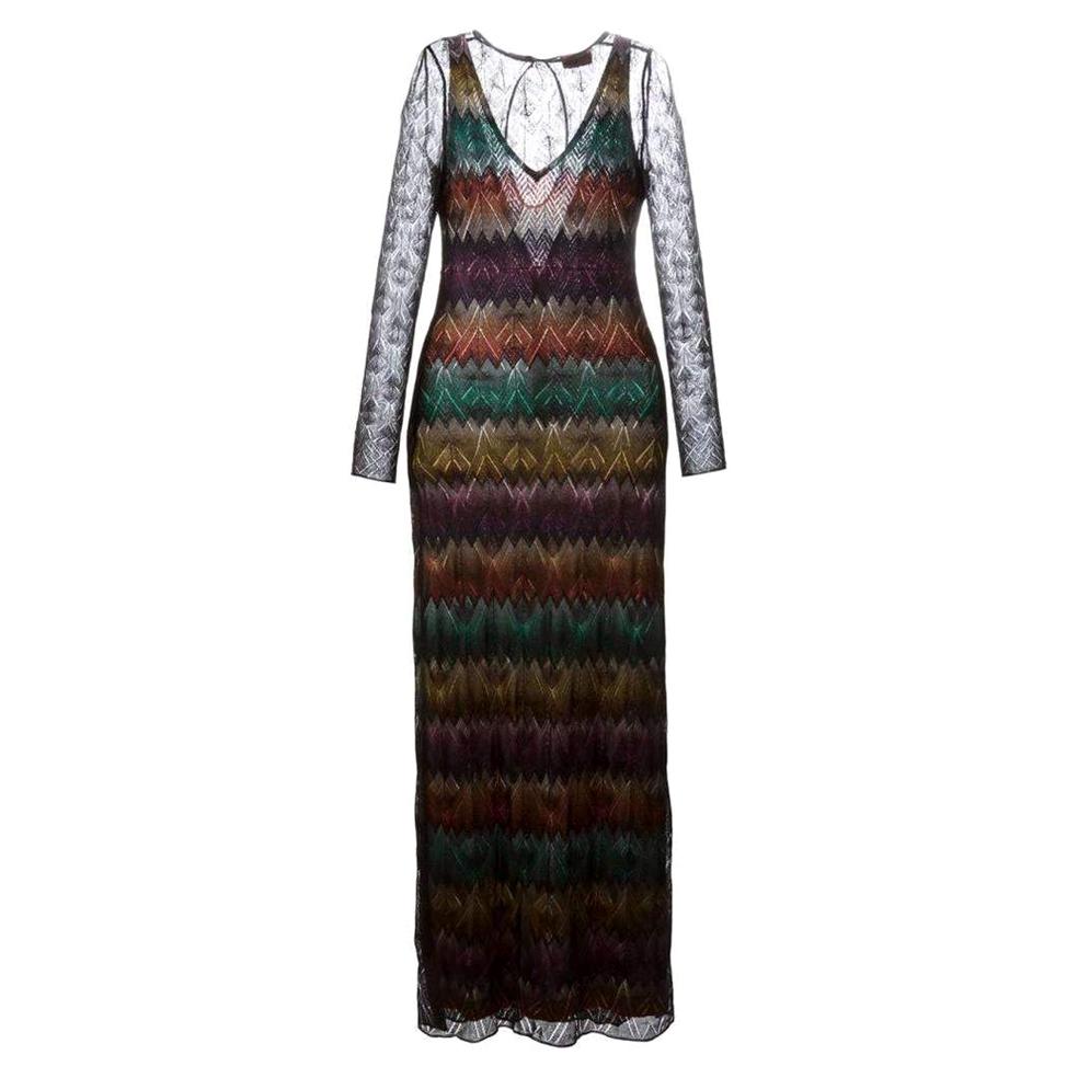 NEW Missoni Zig Zag Crochet Sheer Dress IT42US 6 For Sale