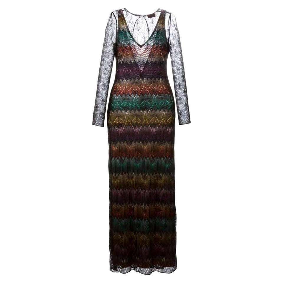 NEW Missoni Zig Zag Crochet Sheer Dress IT42US 6 For Sale at 1stDibs