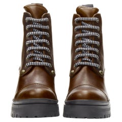 new MIU MIU 2019 Vintage brushed brown leather block heel Alpine boots EU36.5