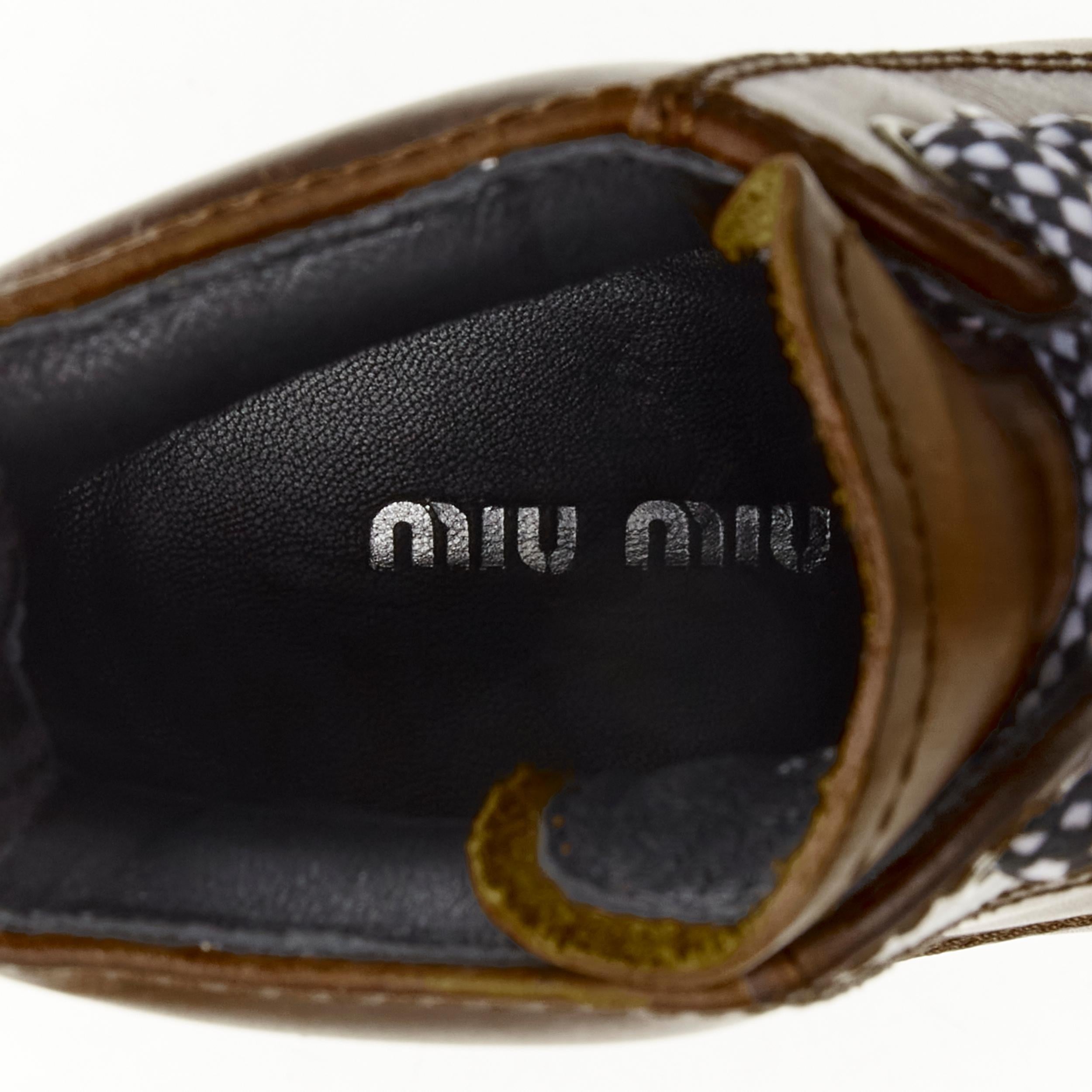 new MIU MIU 2019 Vintage brushed brown leather block heel Alpine boots EU36.5 For Sale 4