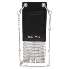 NEU, Miu Miu, schwarz, mit Kristall verzierte Lanyard Card Case Crossbody Tasche
