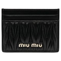 Miu - Portefeuille portefeuille porte-cartes en cuir matelassé Nappa noir, état neuf