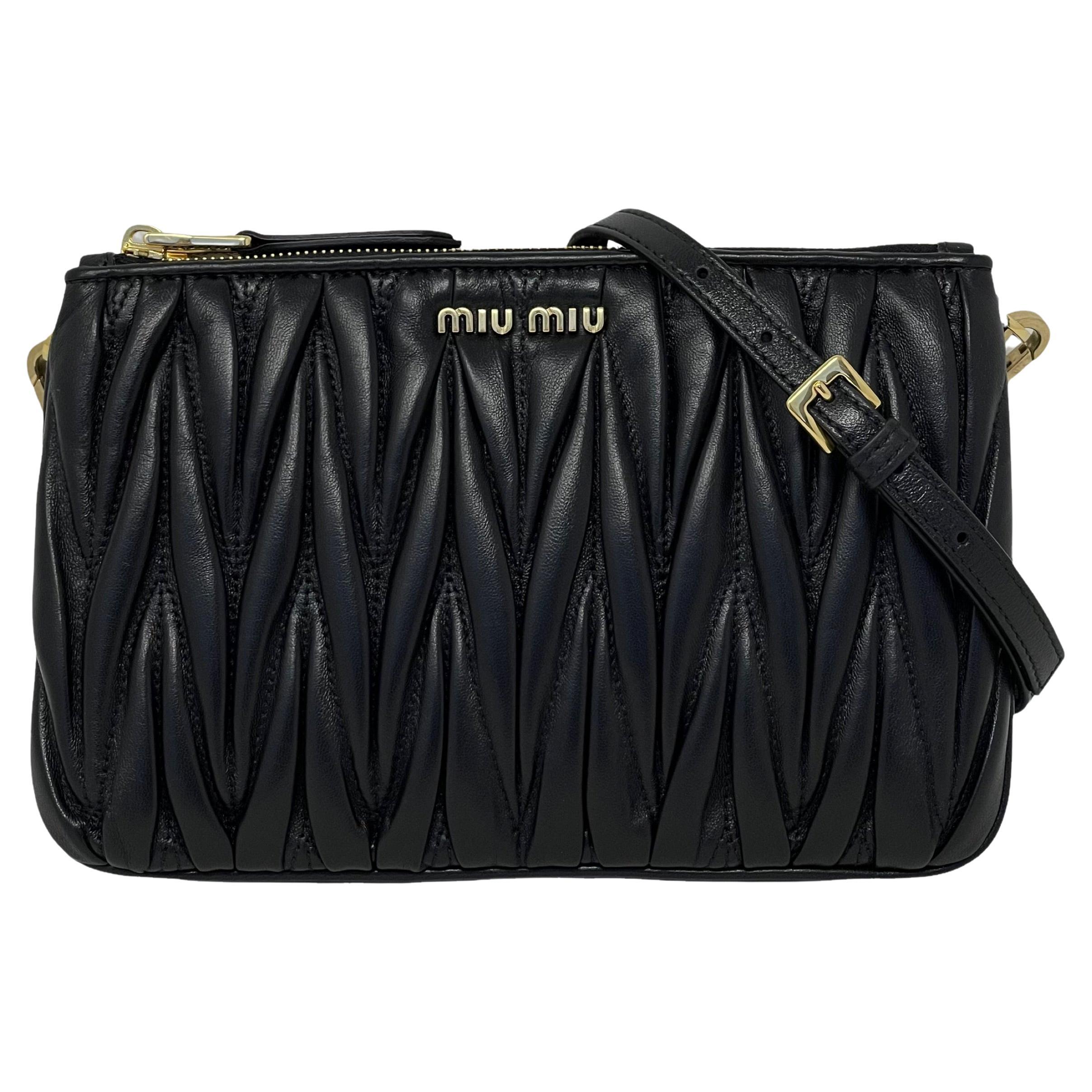 Miu Miu Blue Quilted Leather Bandoliera Crossbody Bag For Sale at 1stDibs