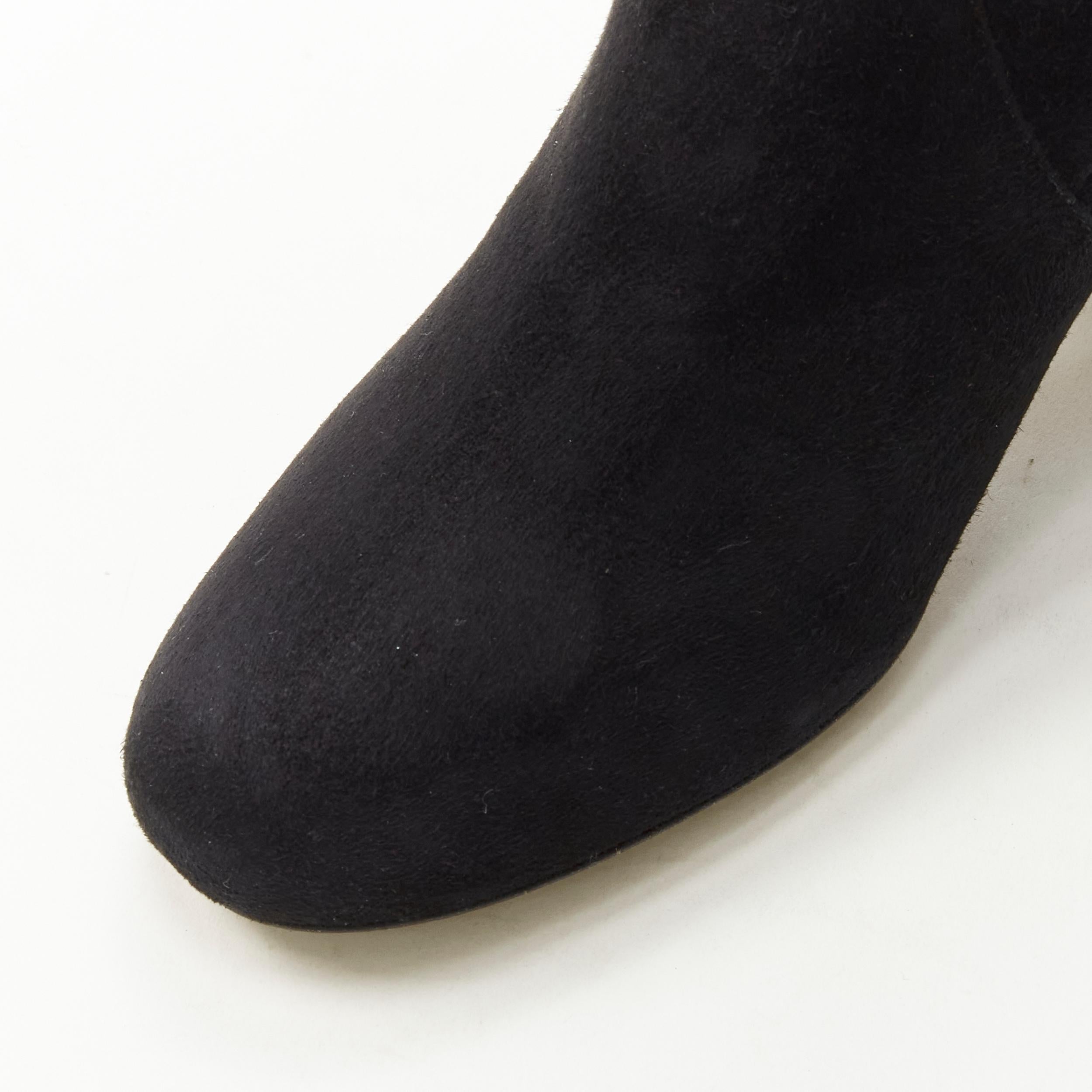 new MIU MIU black suede jewelled crystal heel pull on over knee boot EU36 2