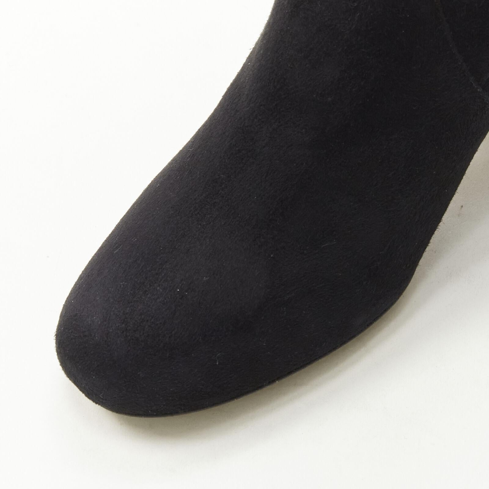 new MIU MIU black suede jewelled crystal heel pull on over knee boot EU37 For Sale 3