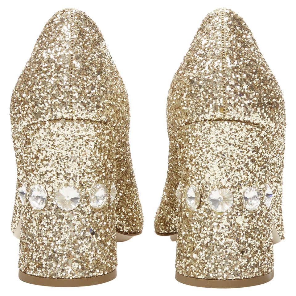 Gold Ric Rac Heels Gold Rhinestone Heels - 44 For Sale on 1stDibs