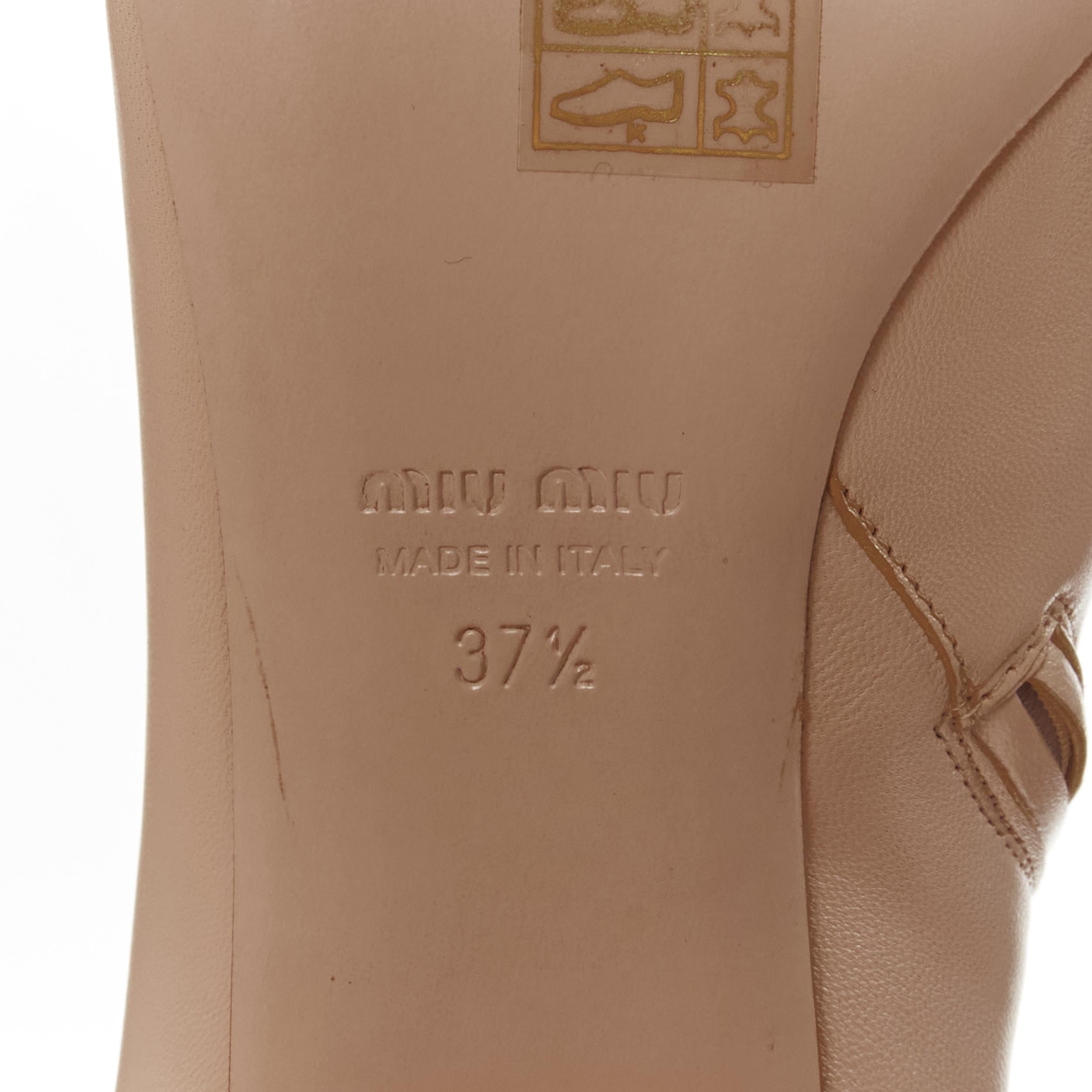 new MIU MIU nude leather large rhinestone crystal heel ankle boots EU37.5 For Sale 5