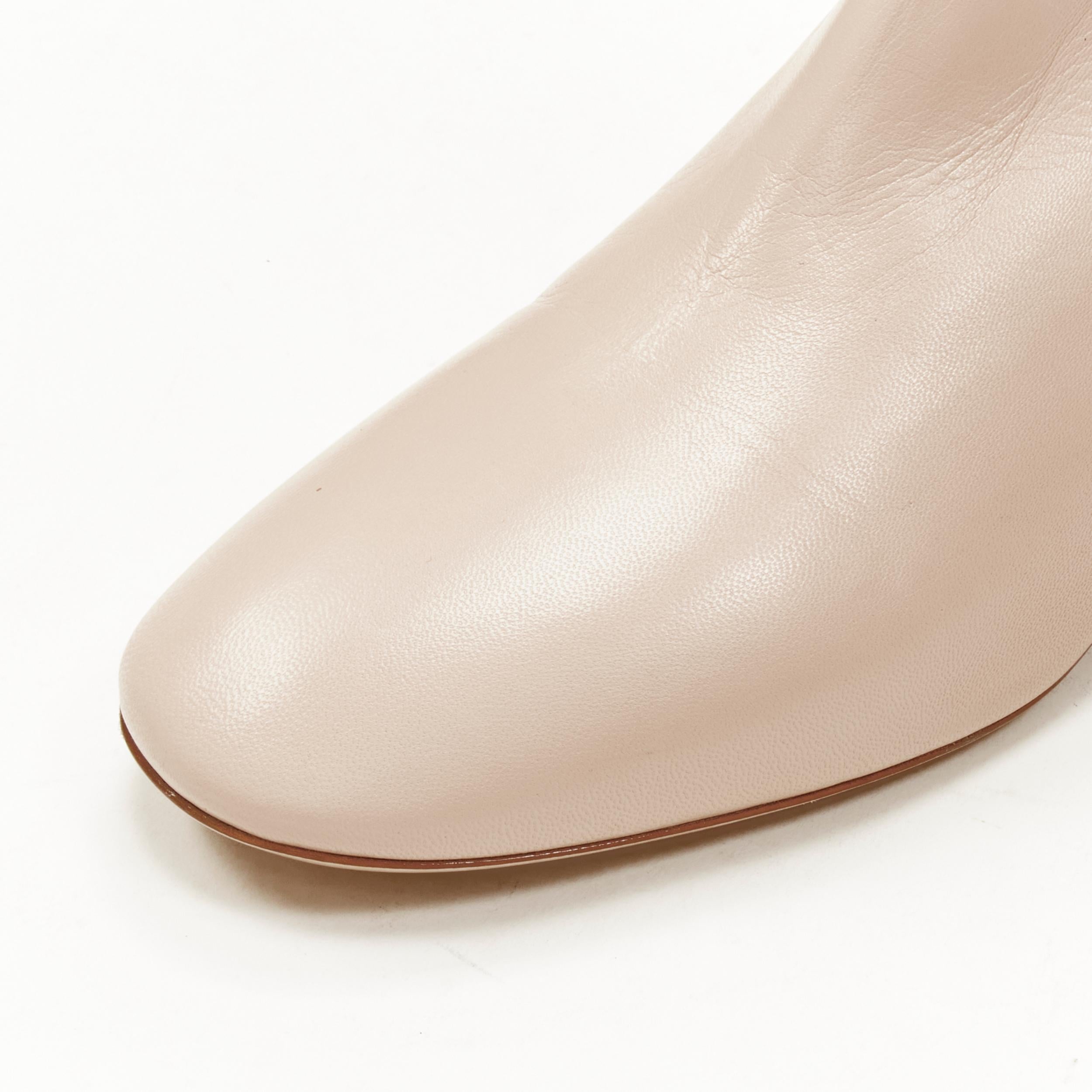 new MIU MIU nude leather large rhinestone crystal heel ankle boots EU37.5 For Sale 1