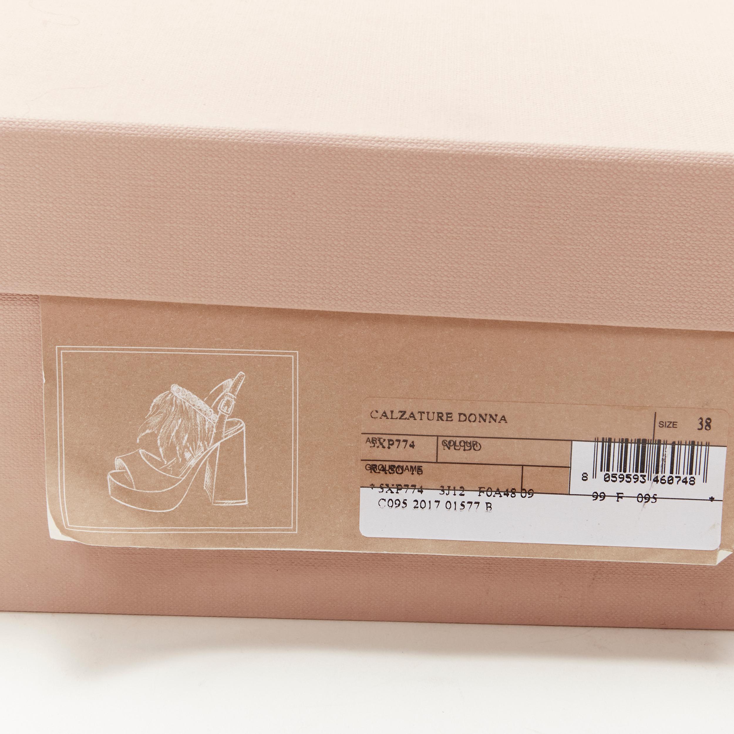 new MIU MIU nude silk satin feather jewel crystal platform sandal EU38 1