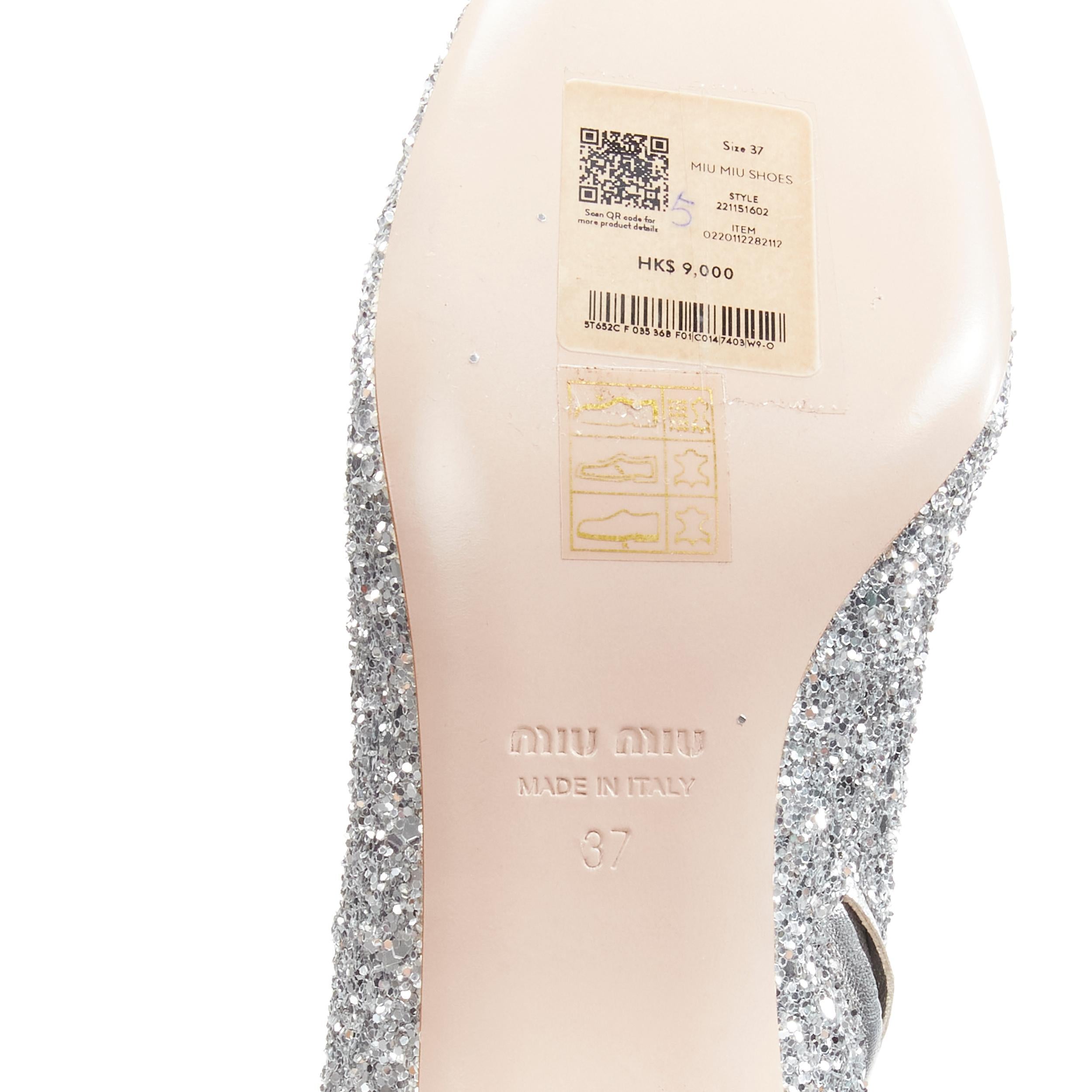 new MIU MIU silver glitter large rhinestone crystal heel ankle boots EU37 3