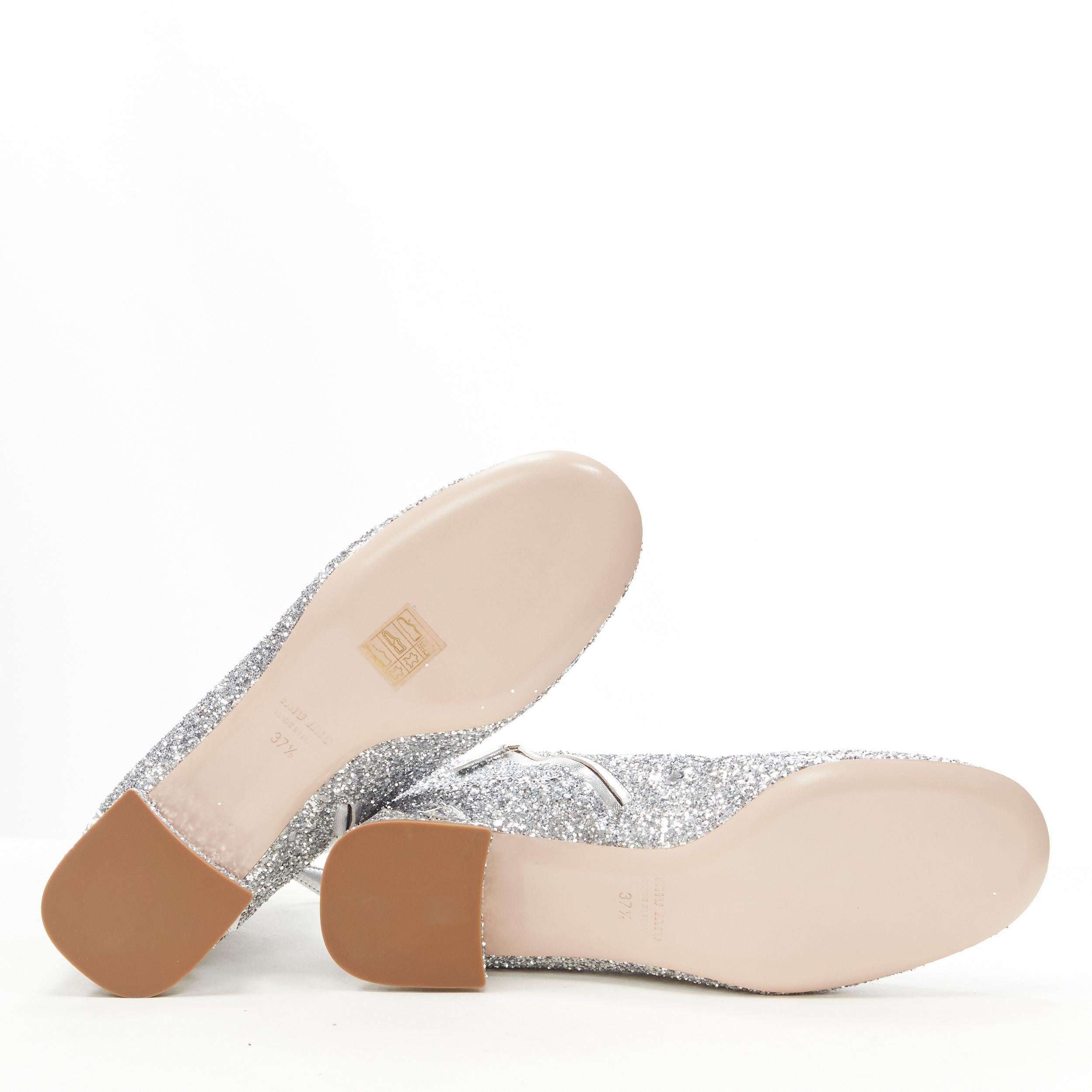 new MIU MIU silver glitter large rhinestone crystal heel ankle boots EU37.5 For Sale 5