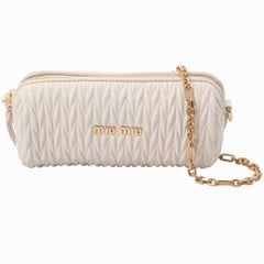 NEW Miu Miu White Matelasse Nappa Leather Shoulder Bag