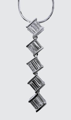 New Modern 1 Carat Diamond Journey Linear Pendant Necklace Argento Sterling