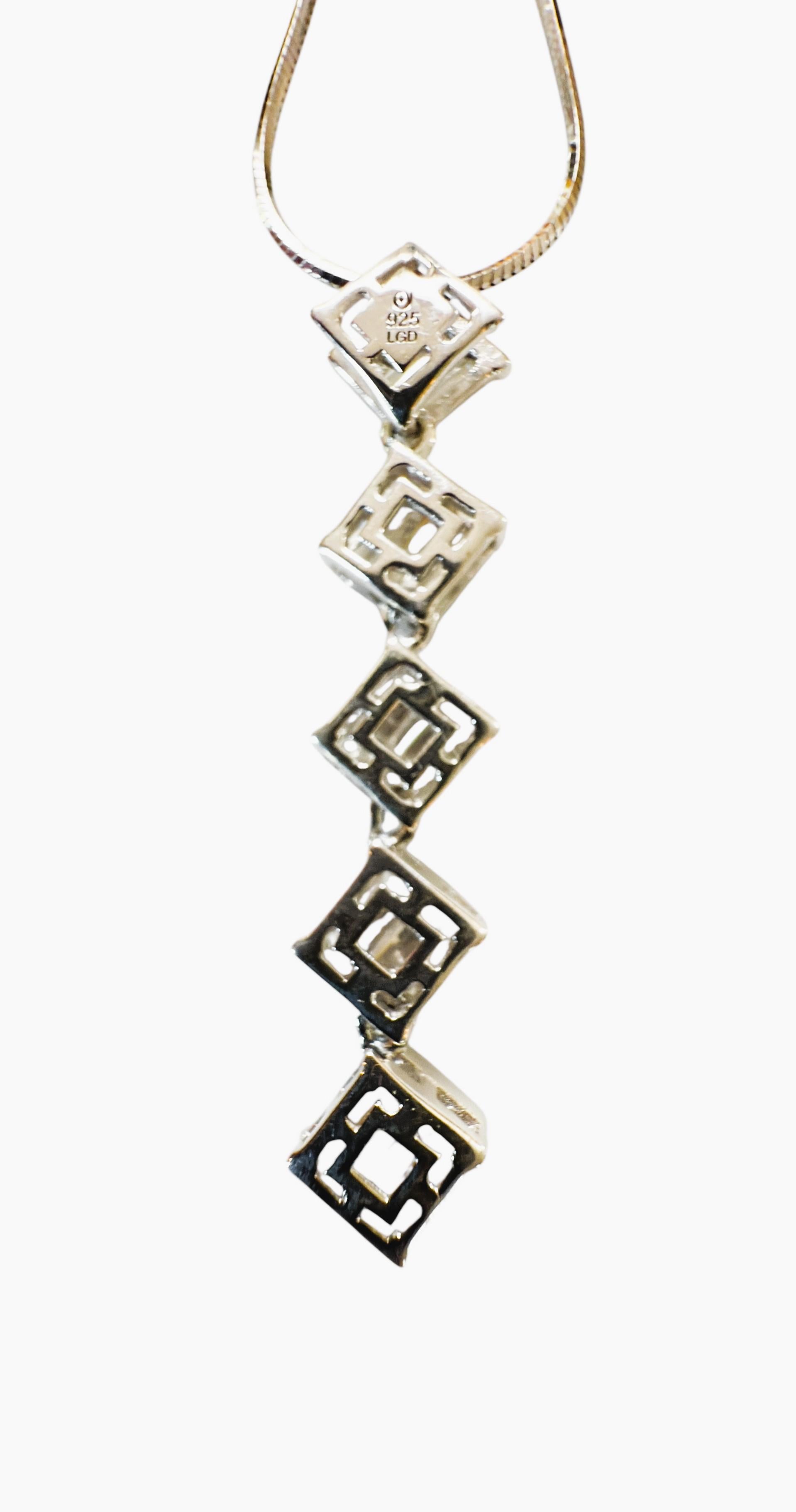 Nuevo Collar Moderno Colgante Lineal Viaje Diamante 1 Quilate Plata de Ley Art Decó en venta