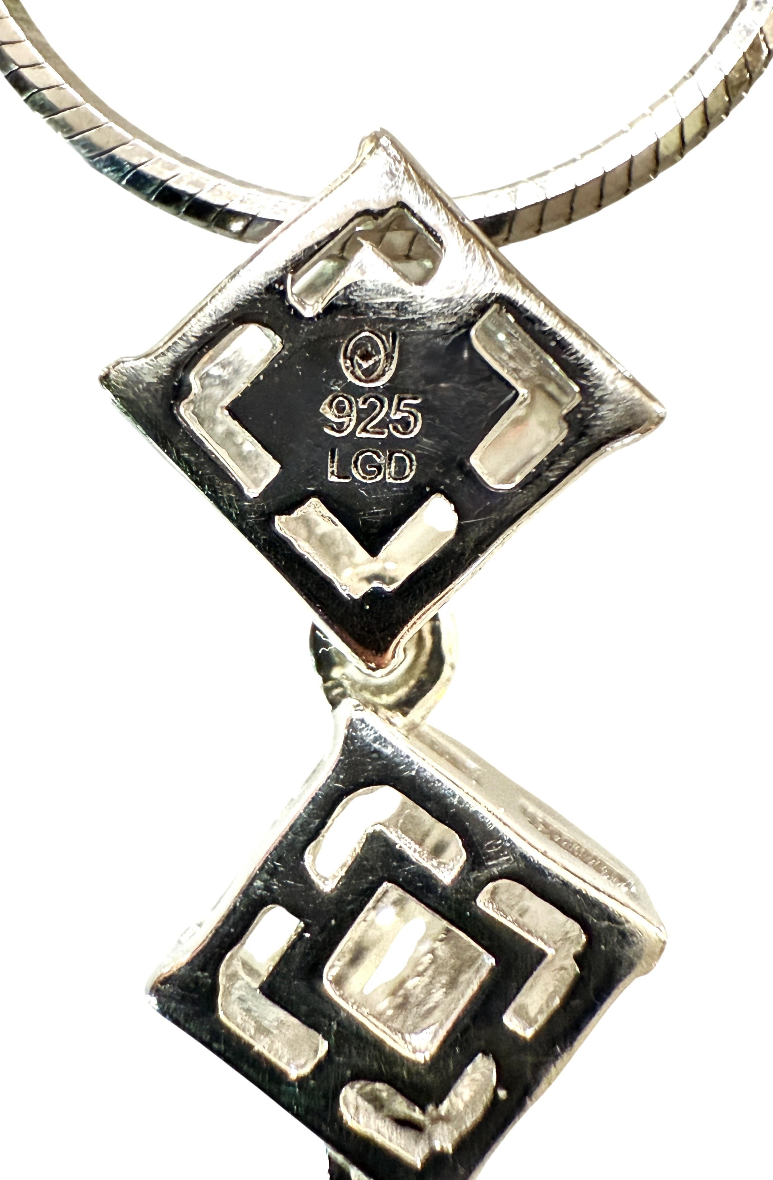 Nuevo Collar Moderno Colgante Lineal Viaje Diamante 1 Quilate Plata de Ley Corte baguette en venta