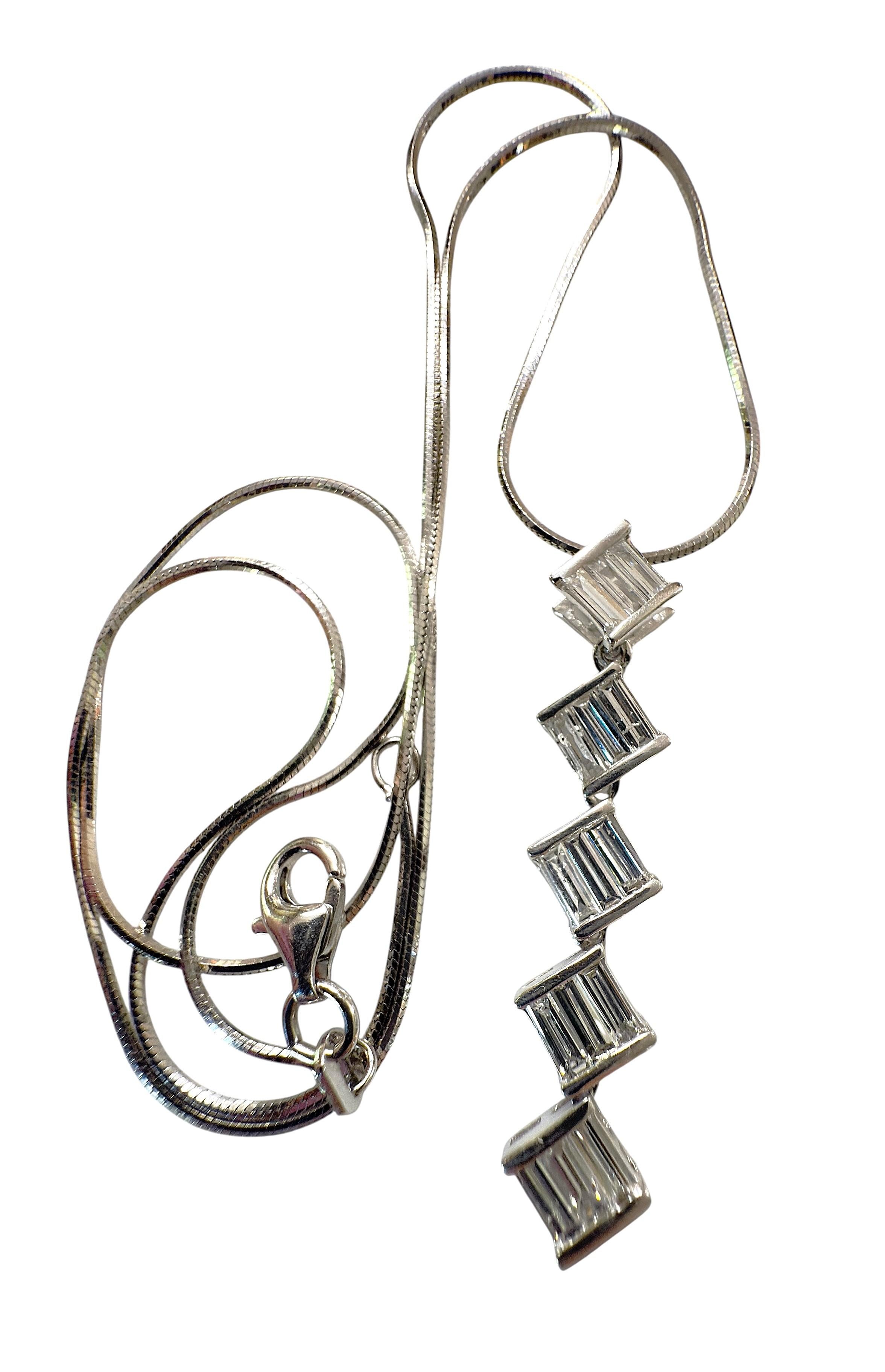 De las mujeres Nuevo Collar Moderno Colgante Lineal Viaje Diamante 1 Quilate Plata de Ley en venta