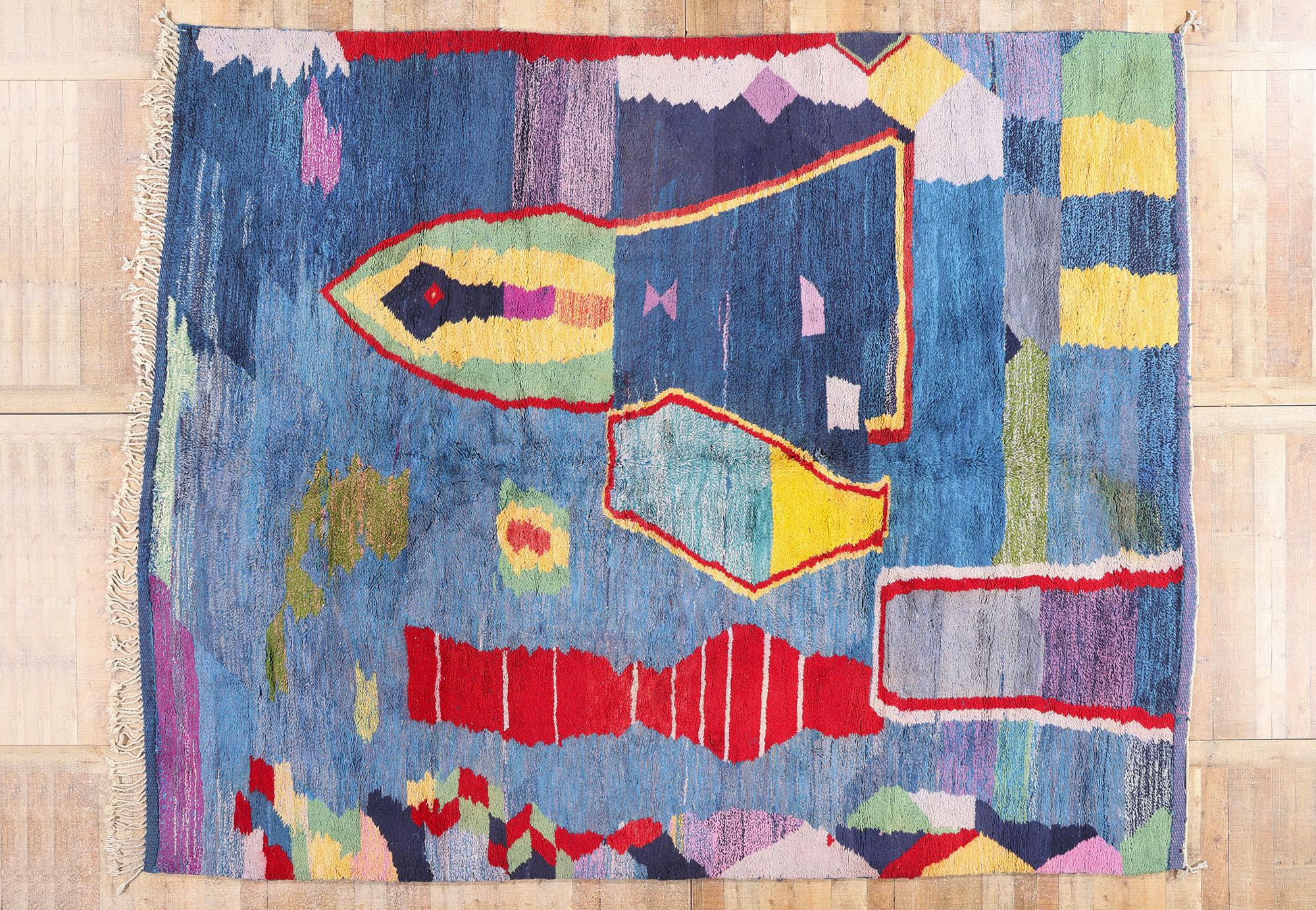 New Modern Abstract Beni Mrirt Berber Moroccan Rug with Expressionist Style For Sale 4