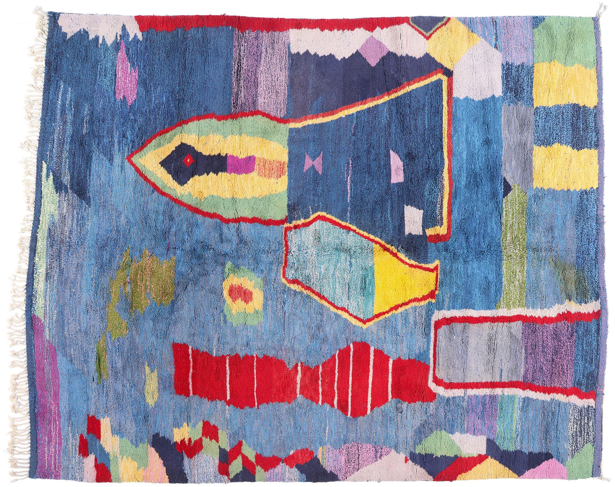 New Modern Abstract Beni Mrirt Berber Moroccan Rug with Expressionist Style For Sale 5