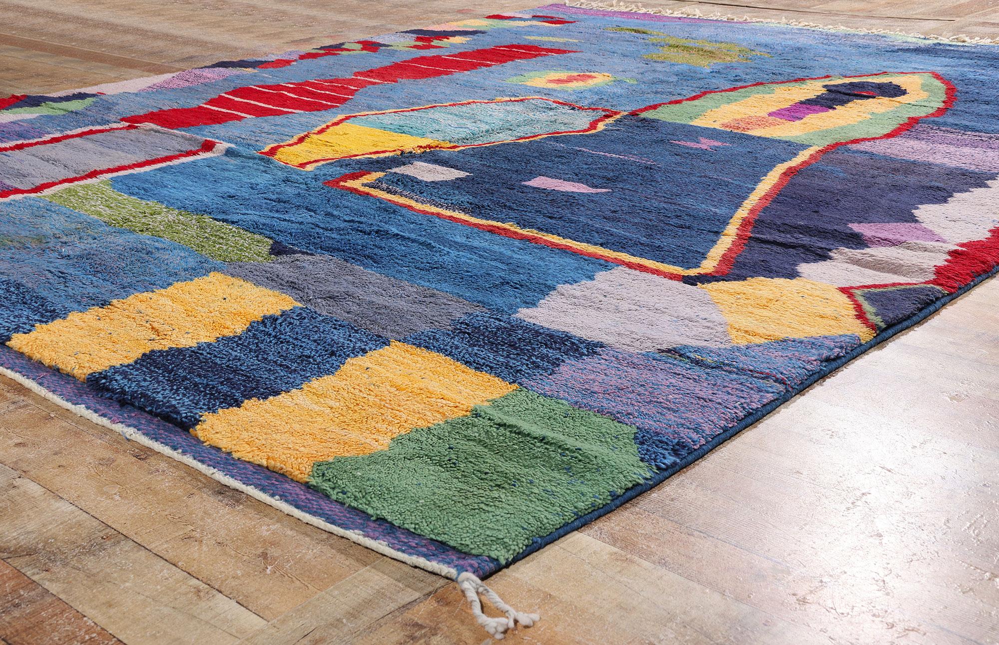 Hand-Knotted New Modern Abstract Beni Mrirt Berber Moroccan Rug with Expressionist Style For Sale