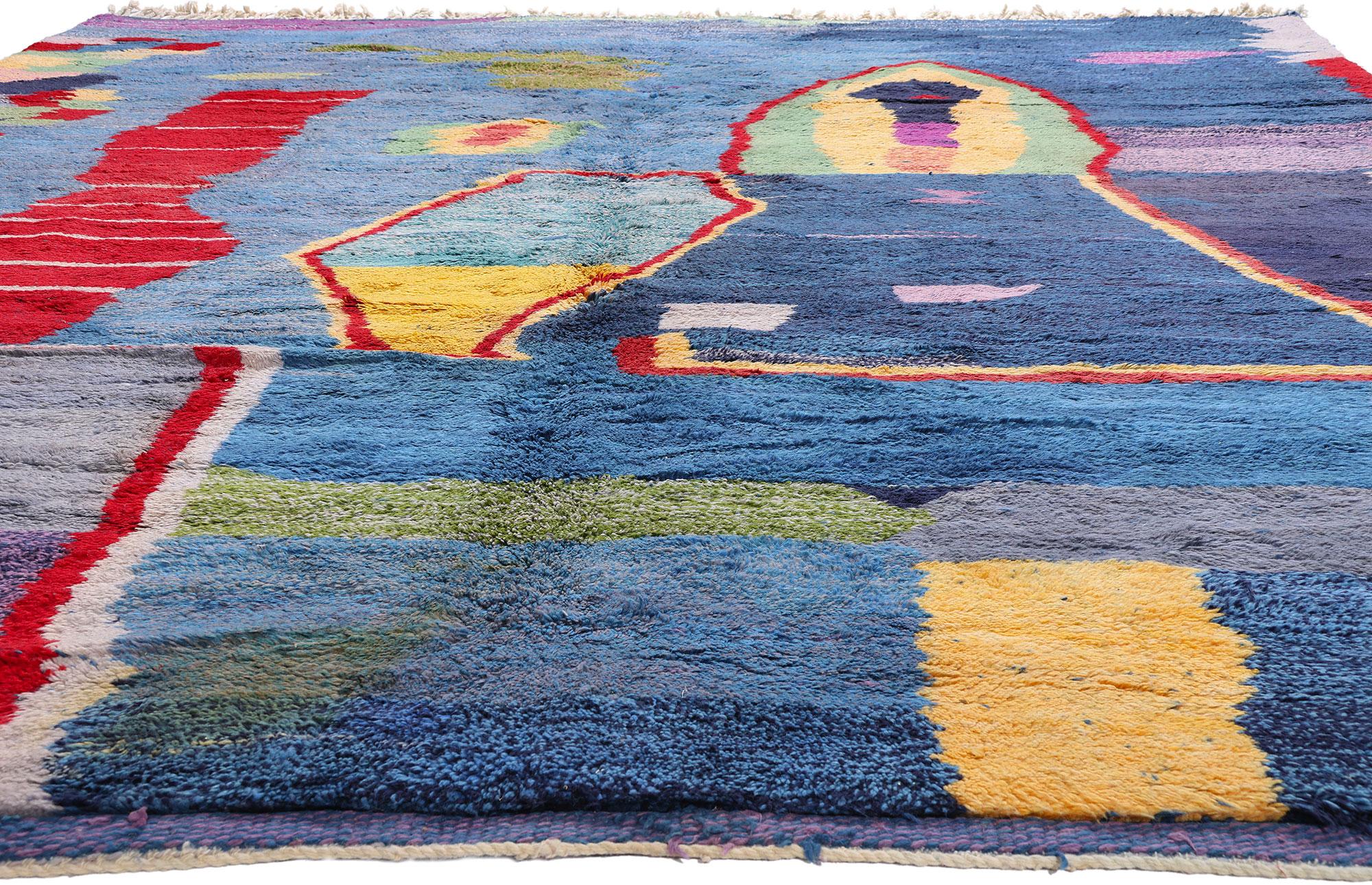 Contemporary New Modern Abstract Beni Mrirt Berber Moroccan Rug with Expressionist Style For Sale