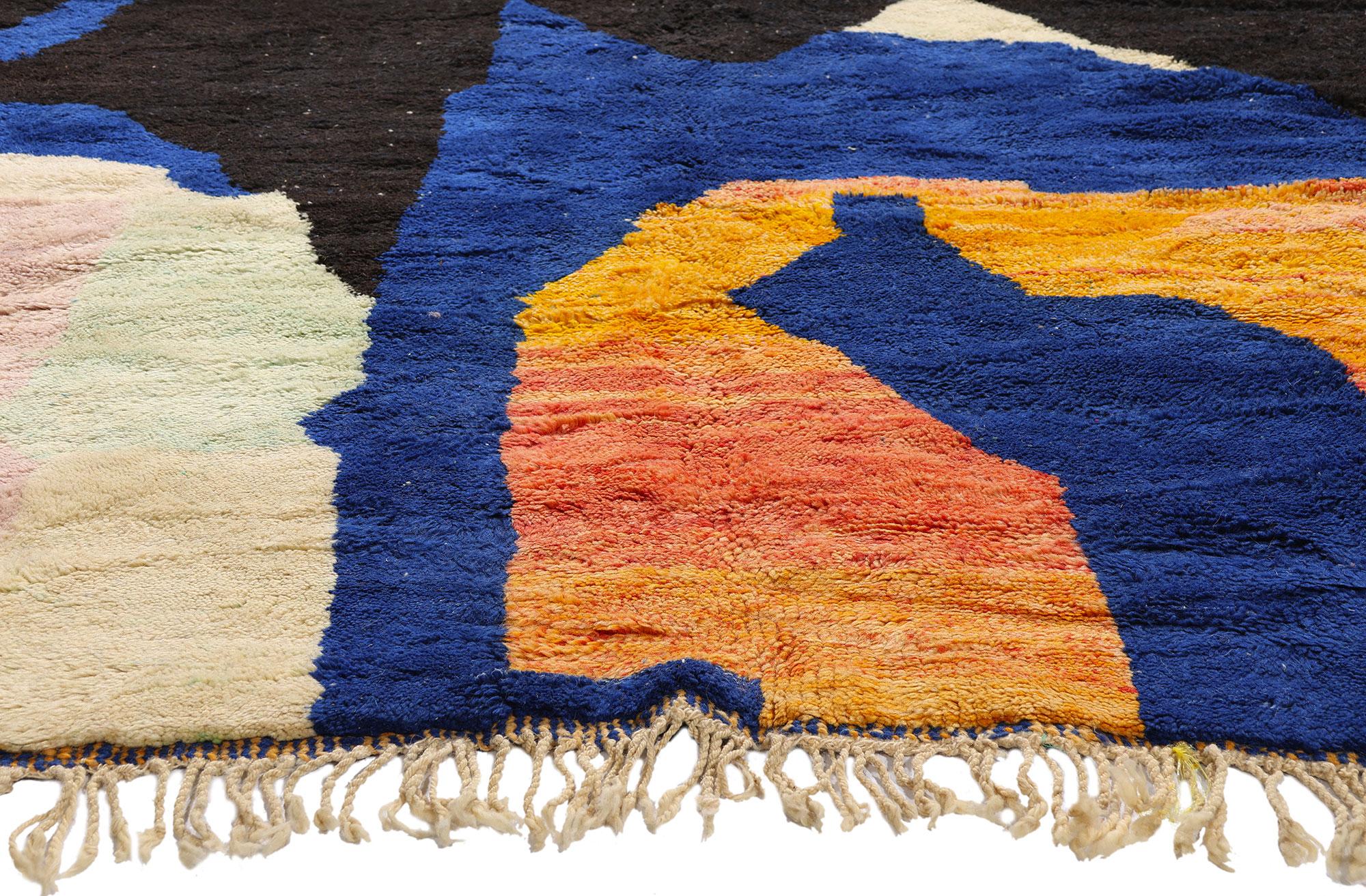 21649 New Modern Abstract Beni Mrirt Moroccan Rug, 10'00 x 13'00. Immerse yourself in a world where fine art and ancestral craftsmanship converge—this hand-knotted modern abstract Beni Mrirt Moroccan rug is not simply a furnishing, but a statement