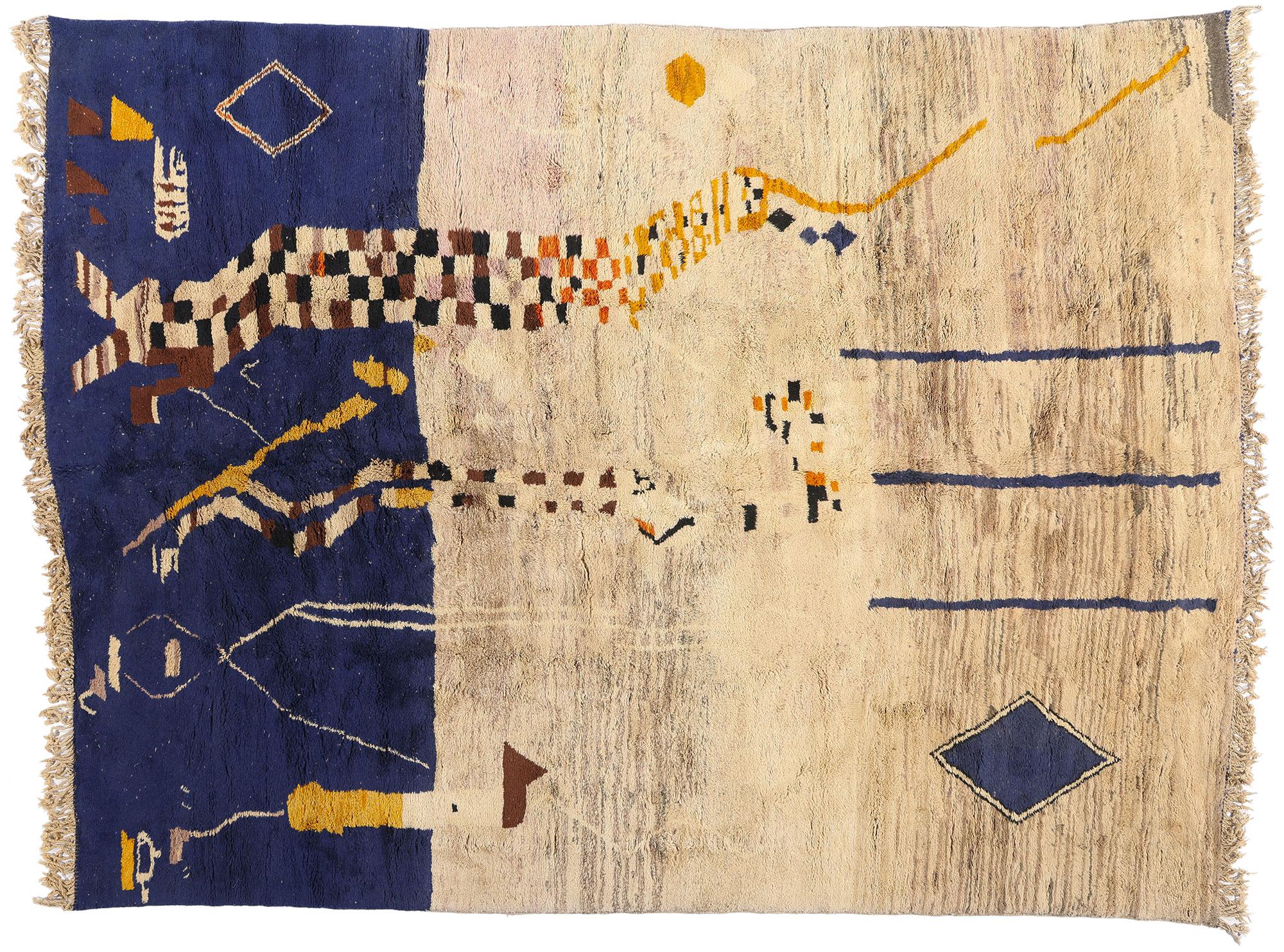 New Modern Abstract Beni Mrirt Moroccan Rug with Expressionist Style For Sale 5
