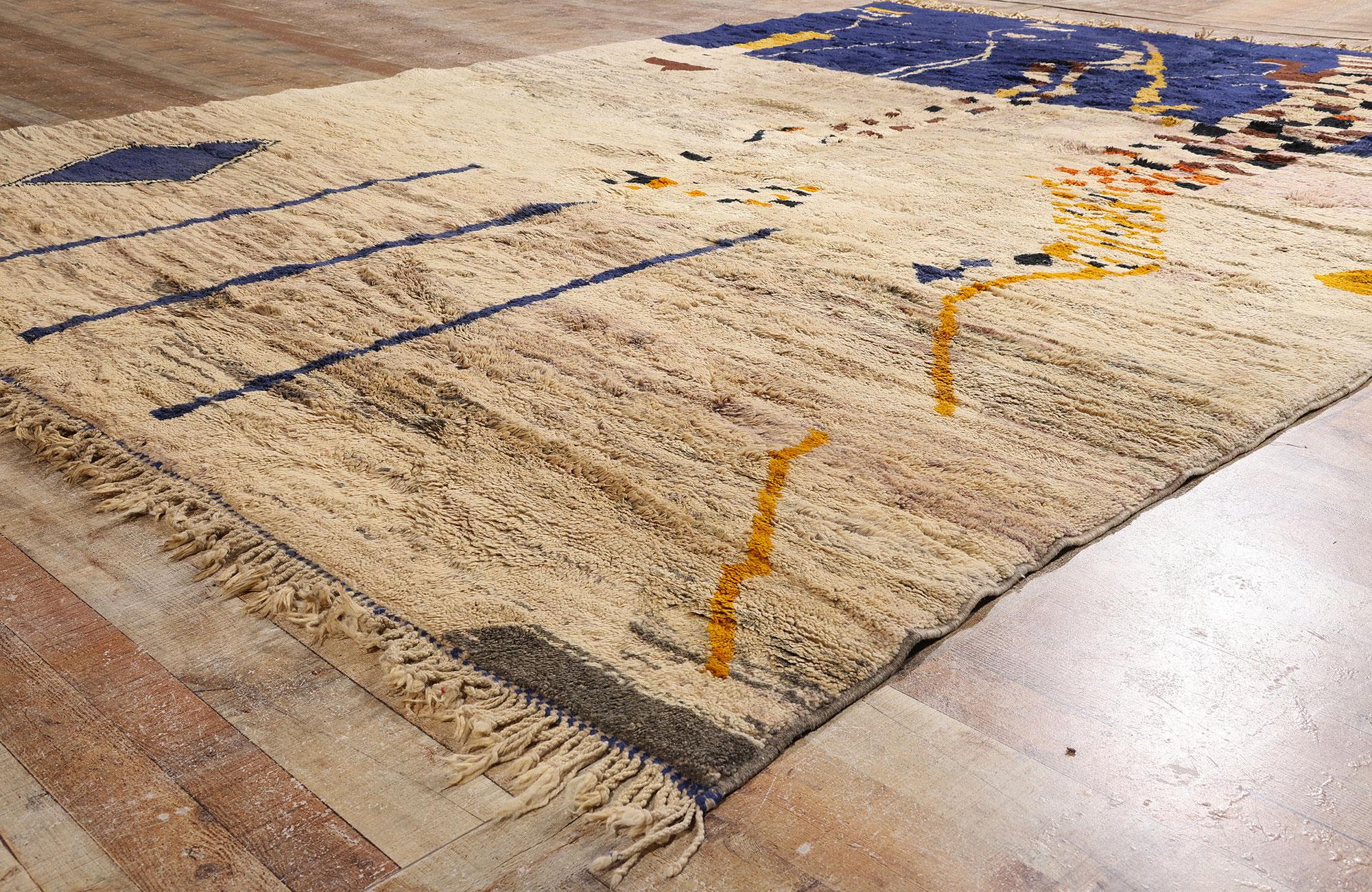 Hand-Knotted New Modern Abstract Beni Mrirt Moroccan Rug with Expressionist Style For Sale