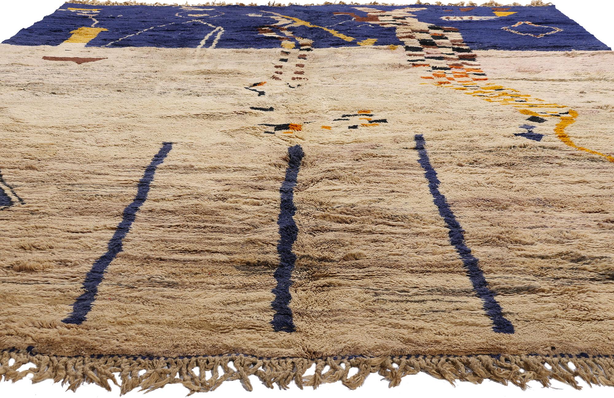 Contemporary New Modern Abstract Beni Mrirt Moroccan Rug with Expressionist Style For Sale