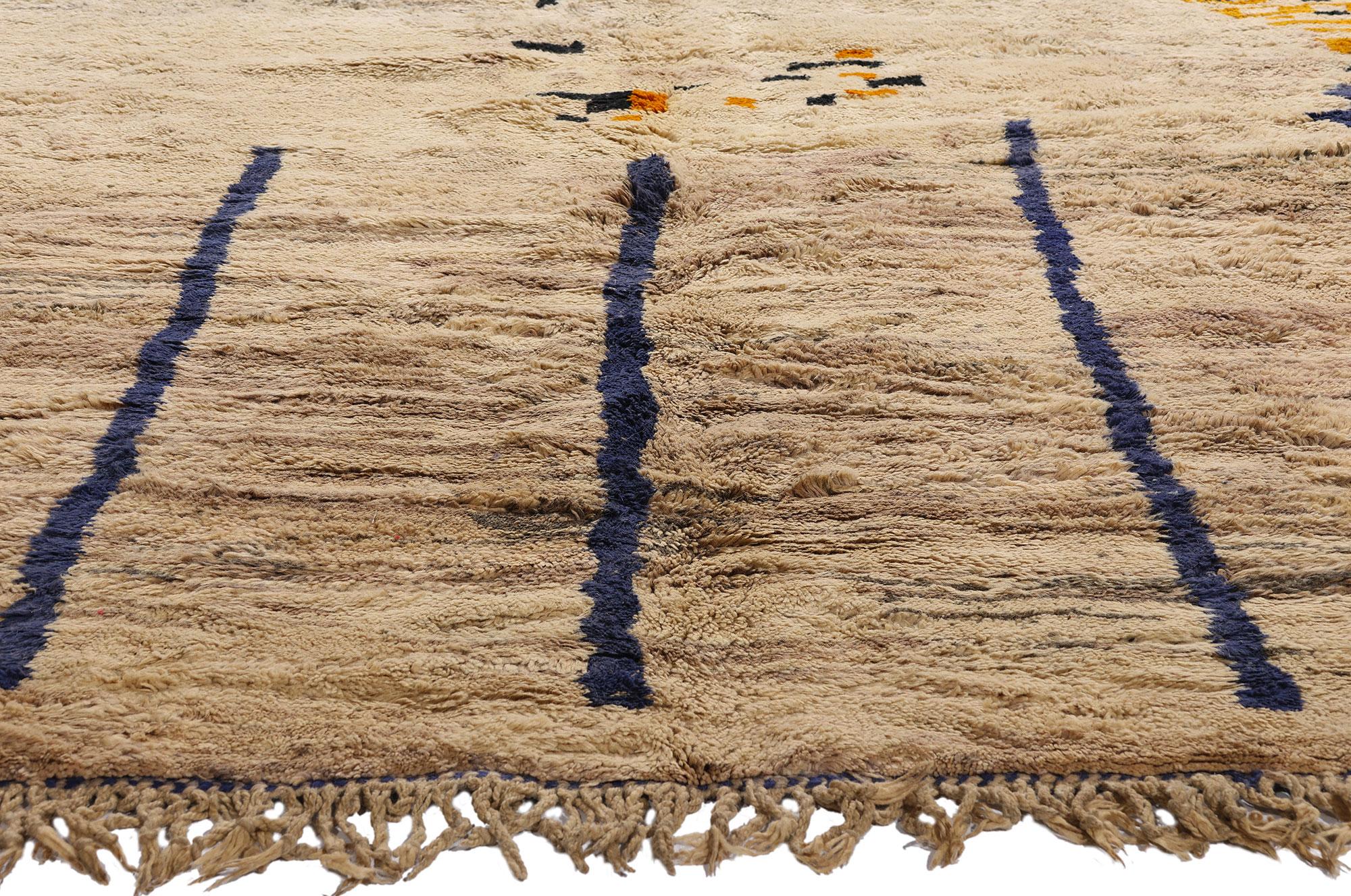 New Modern Abstract Beni Mrirt Moroccan Rug with Expressionist Style For Sale 1