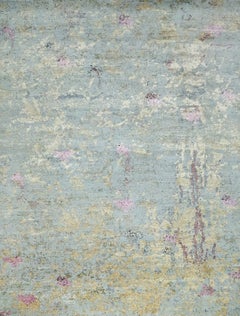 Nouveau tapis moderne abstrait en laine et soie de conception abstraite